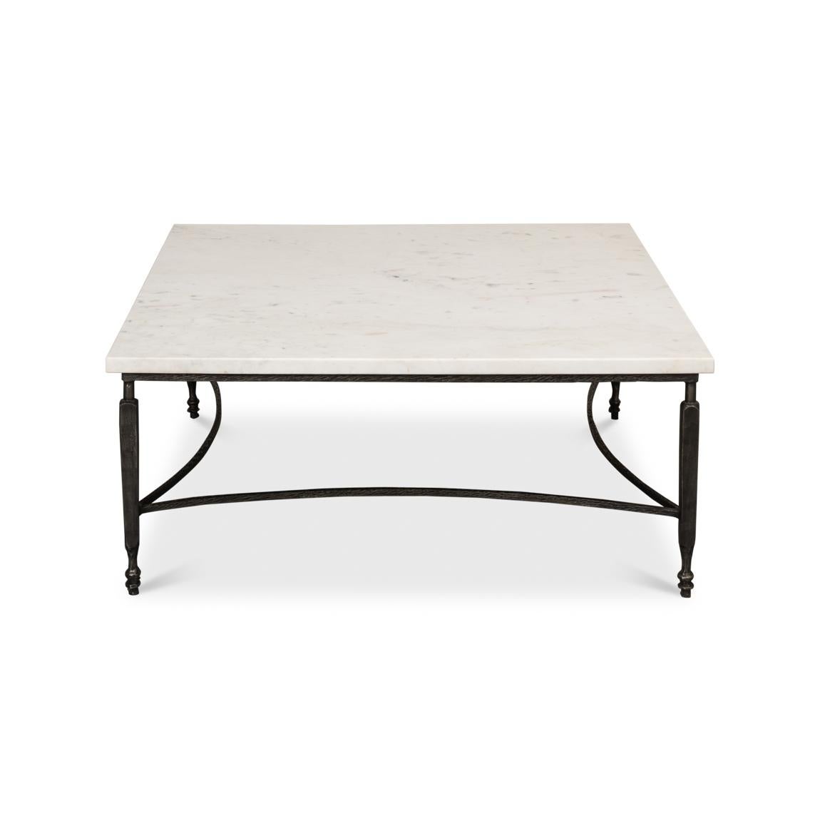 Indian Square Minimalist Marble Top Coffee Table For Sale
