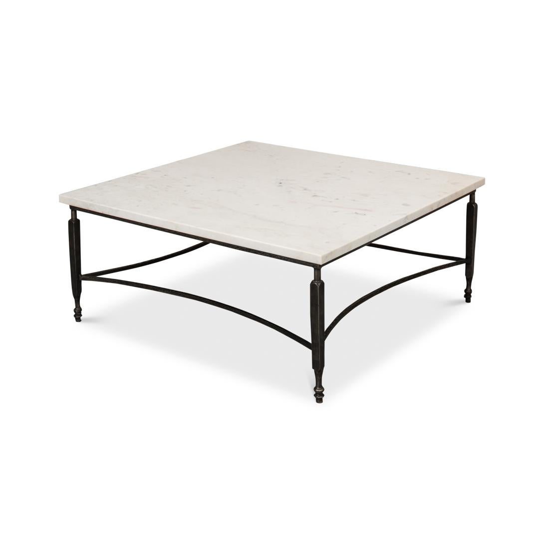Square Minimalist Marble Top Coffee Table In New Condition For Sale In Westwood, NJ