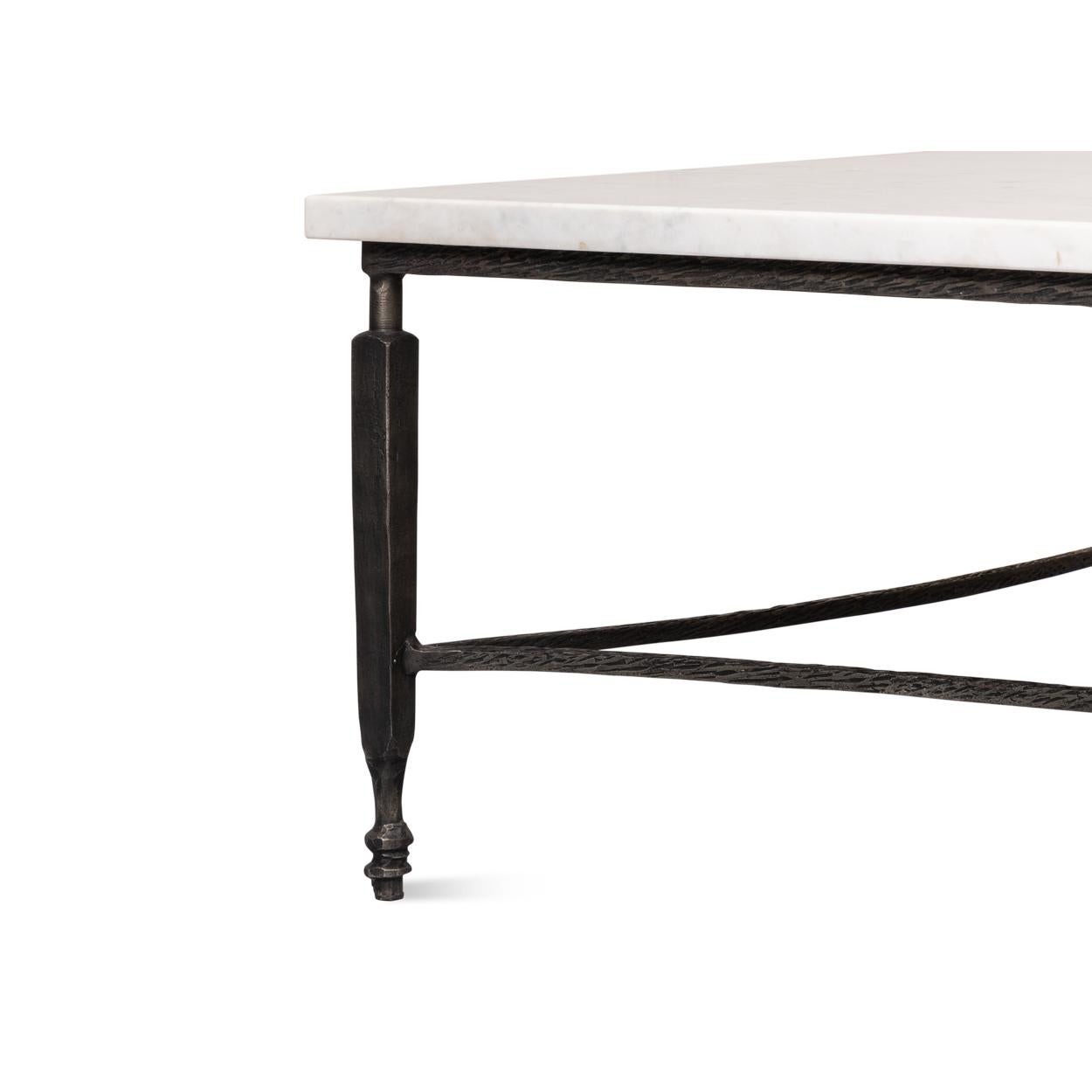 Square Minimalist Marble Top Coffee Table For Sale 1
