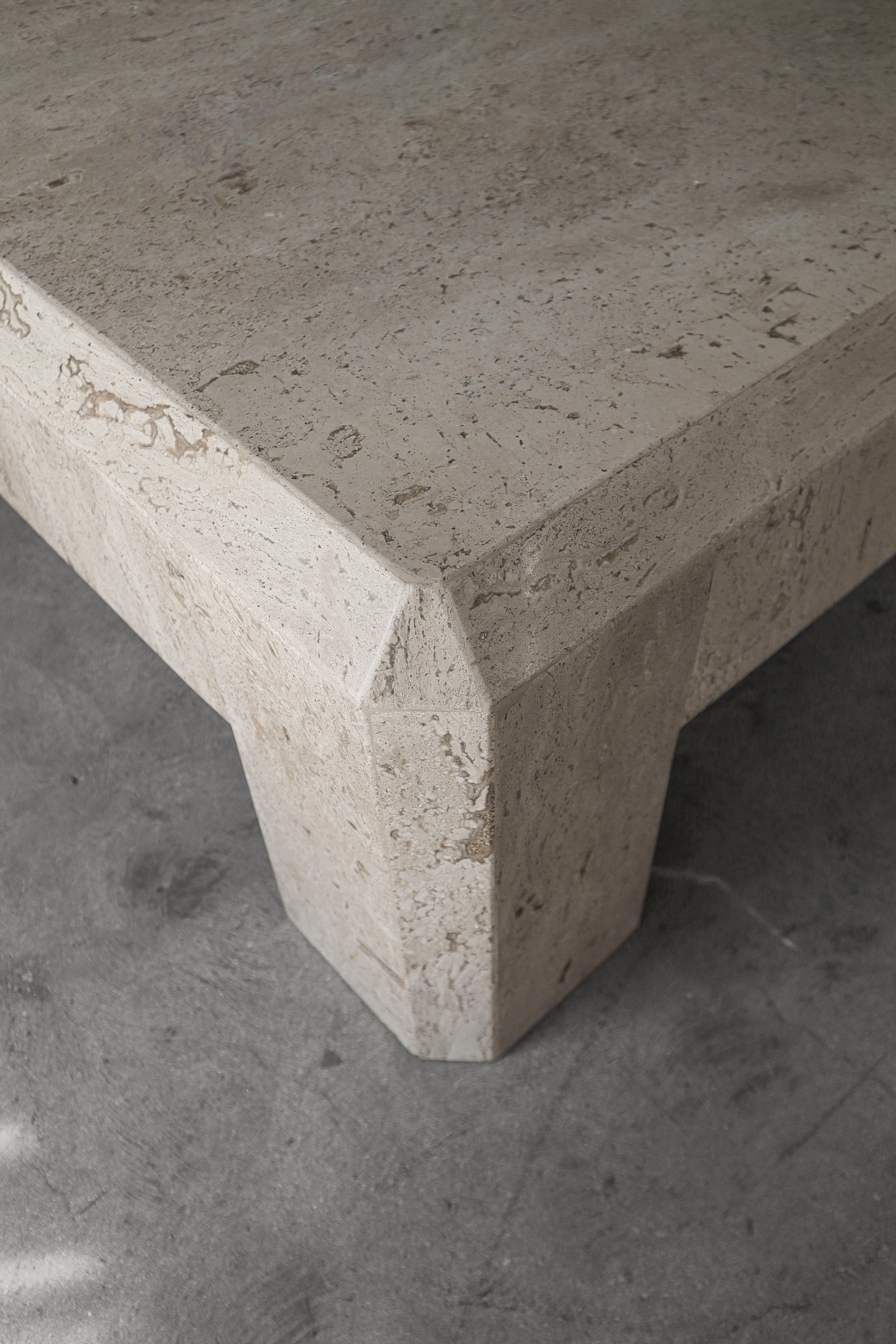 Square Minimalist Travertine Coffee Table 1