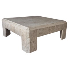 Square Minimalist Travertine Coffee Table