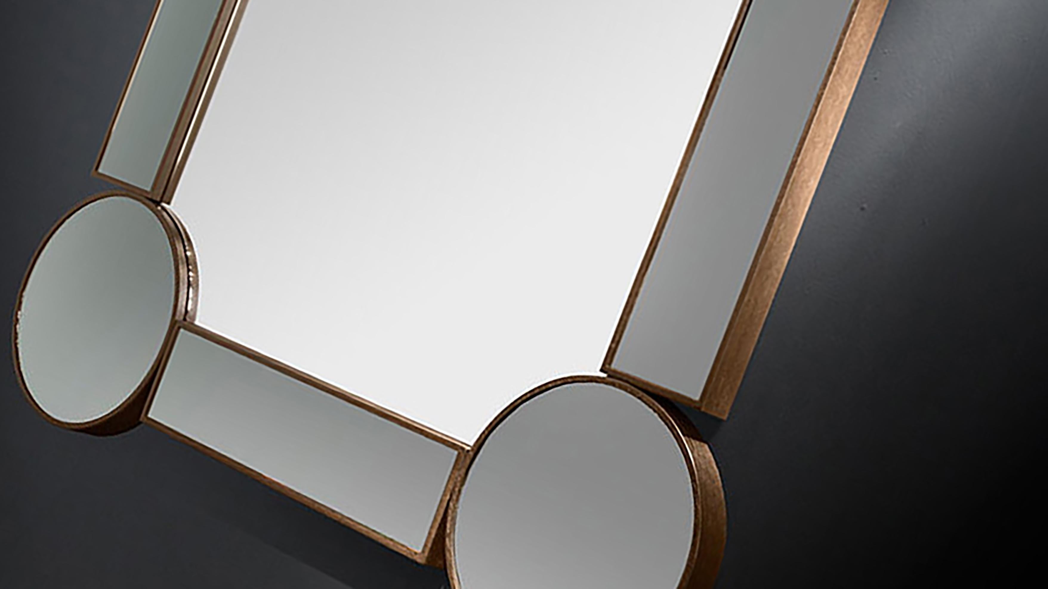 Moderne Tambour de miroir carré en chêne et verre fumé, Italie en vente