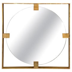 Quadratischer Spiegel aus Messing, um 1980