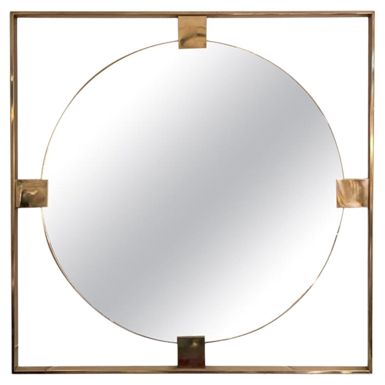 Quadratischer Spiegel aus Chrom, um 1980 im Angebot