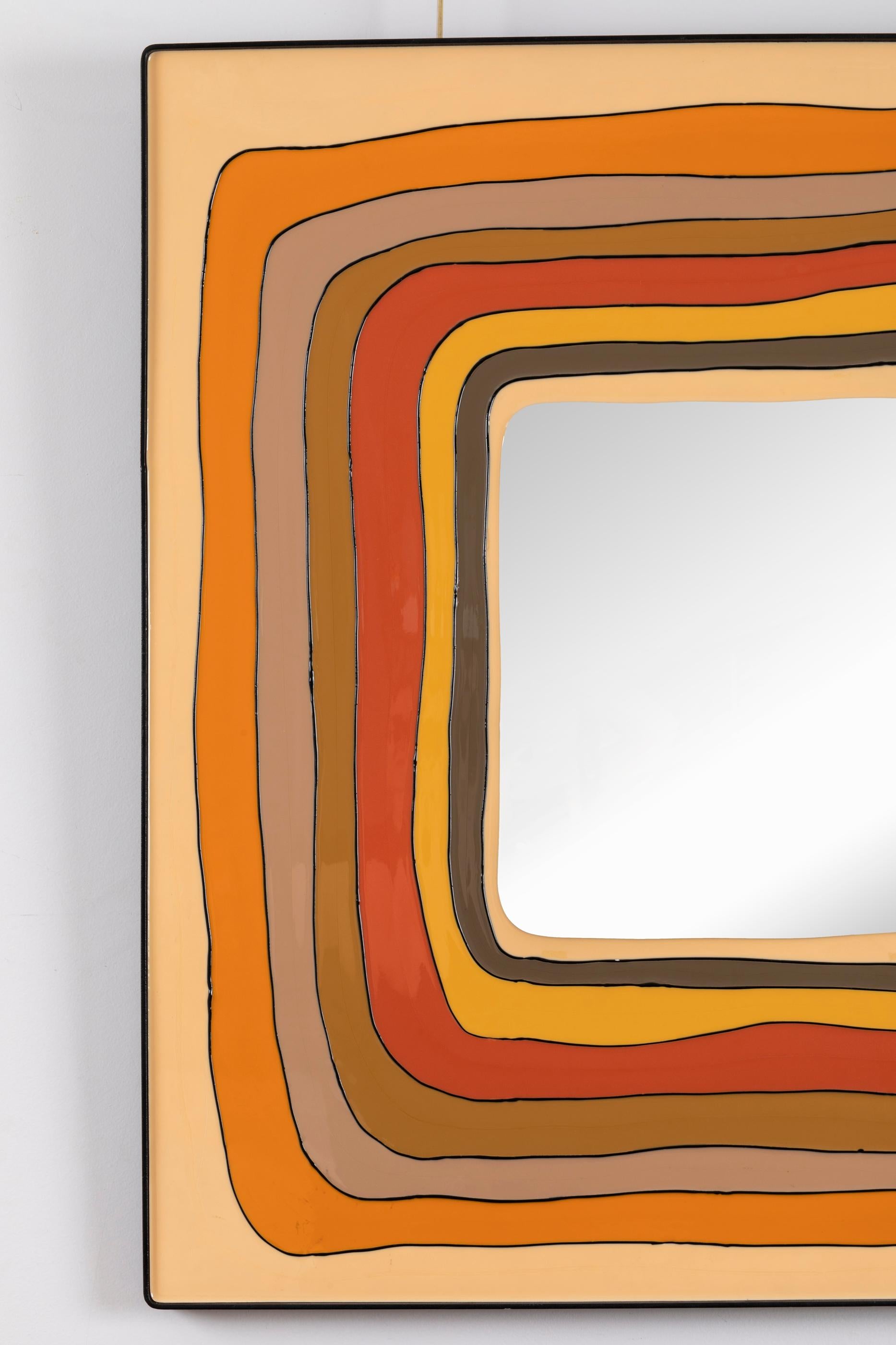 Mid-Century Modern Square Mirror, Italy, 1970