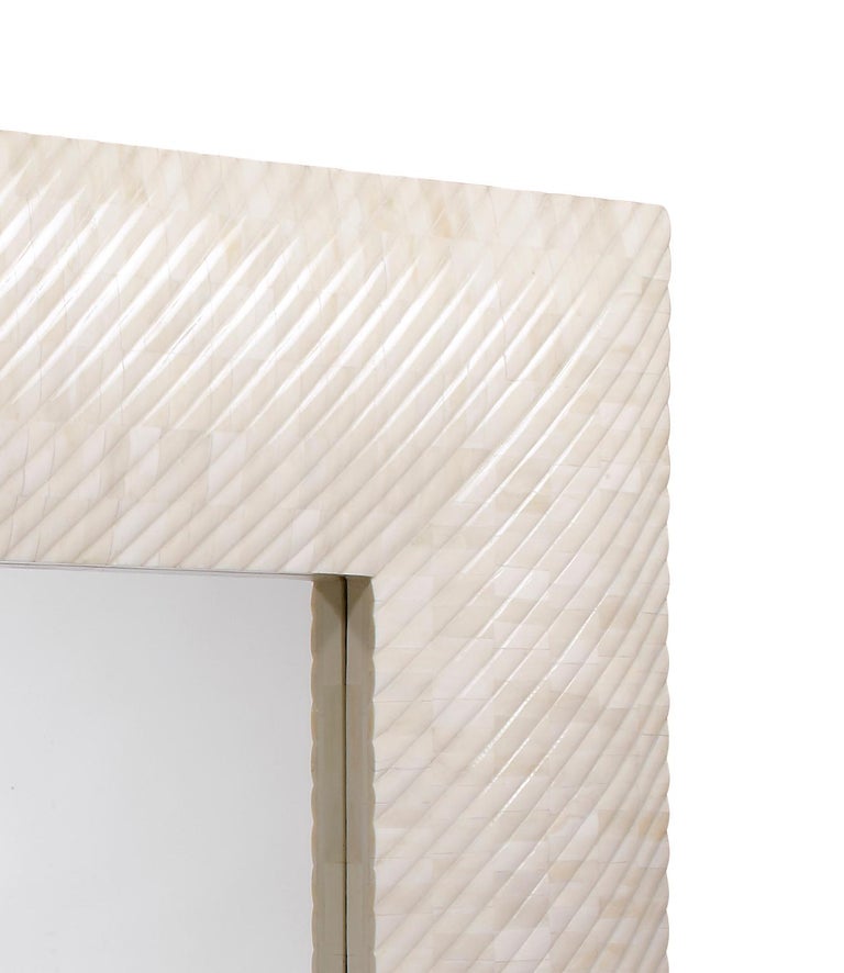 Hollywood Regency Square Mirror Made with Carved Bone, Aspire Mirror For Sale