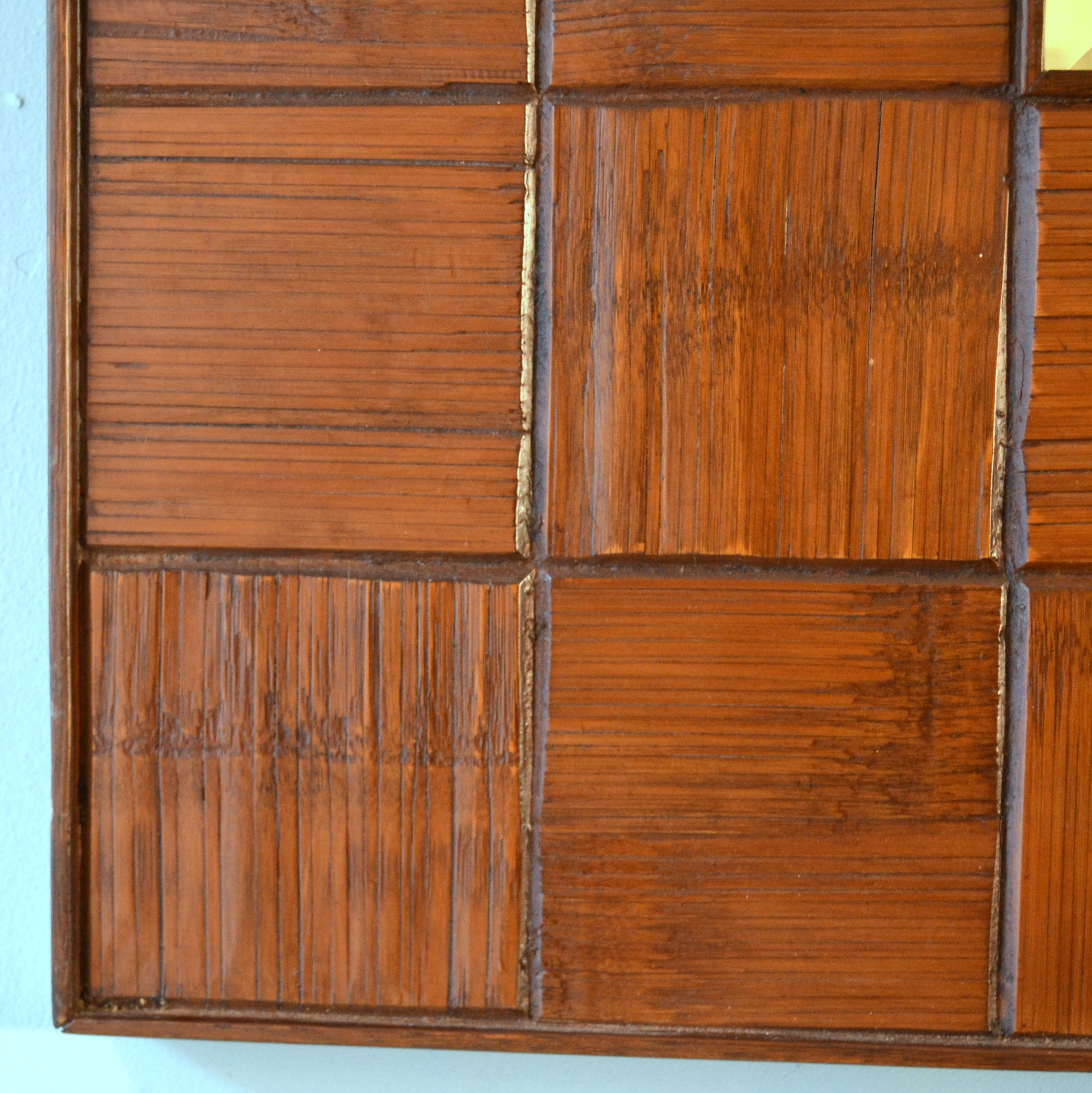 Italian Square Mirrors Pair with Walnut Wood Relief Border, 1960s, Italy For Sale