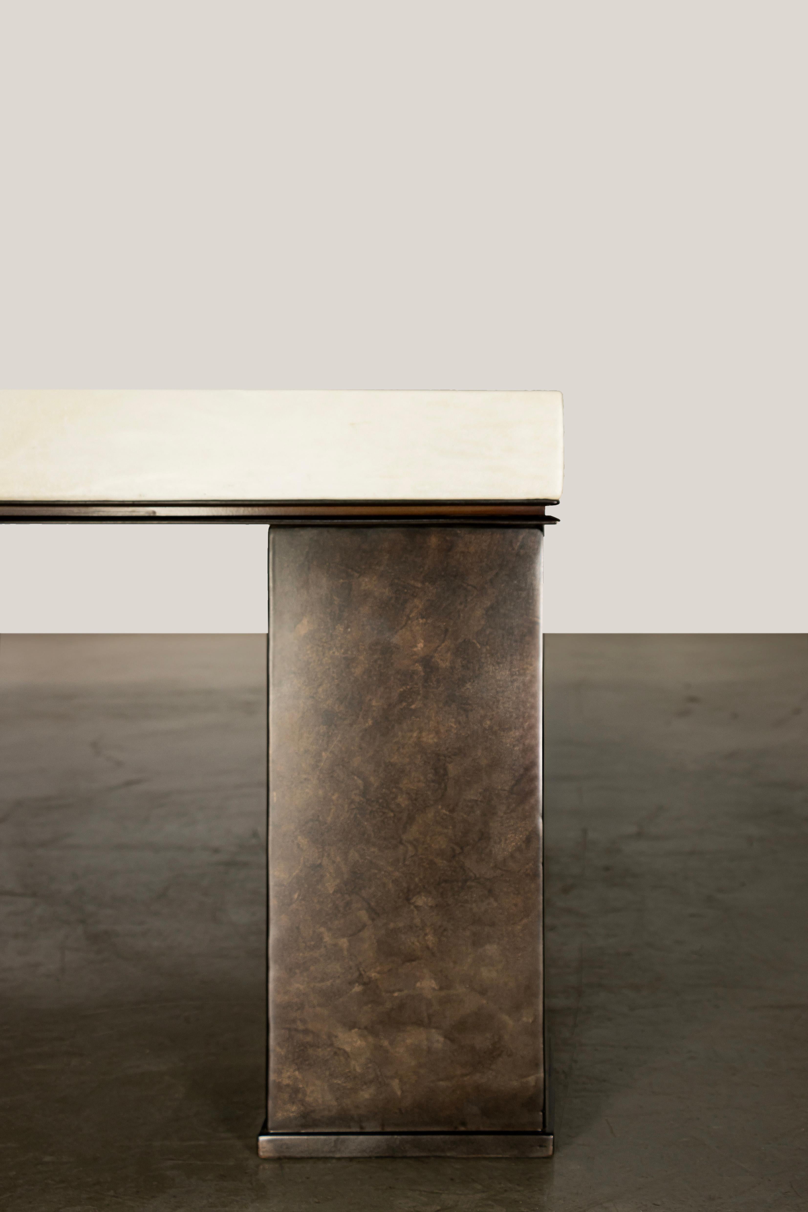 Quadratischer moderner Couchtisch aus Metall und Pergament von Costantini, Michelangelo im Angebot 5