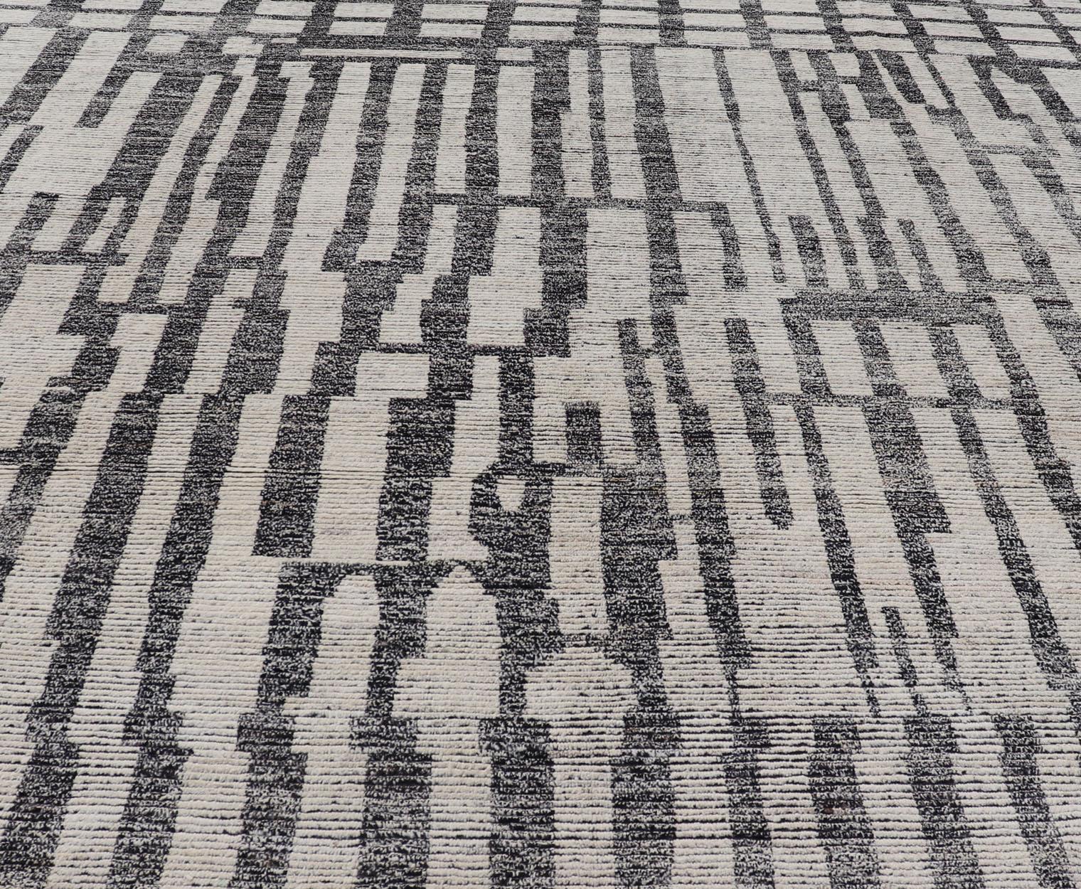 Square Modern Moroccan Tribal Rug with Geometric Patterns   13'4 x 14'4 For Sale 4