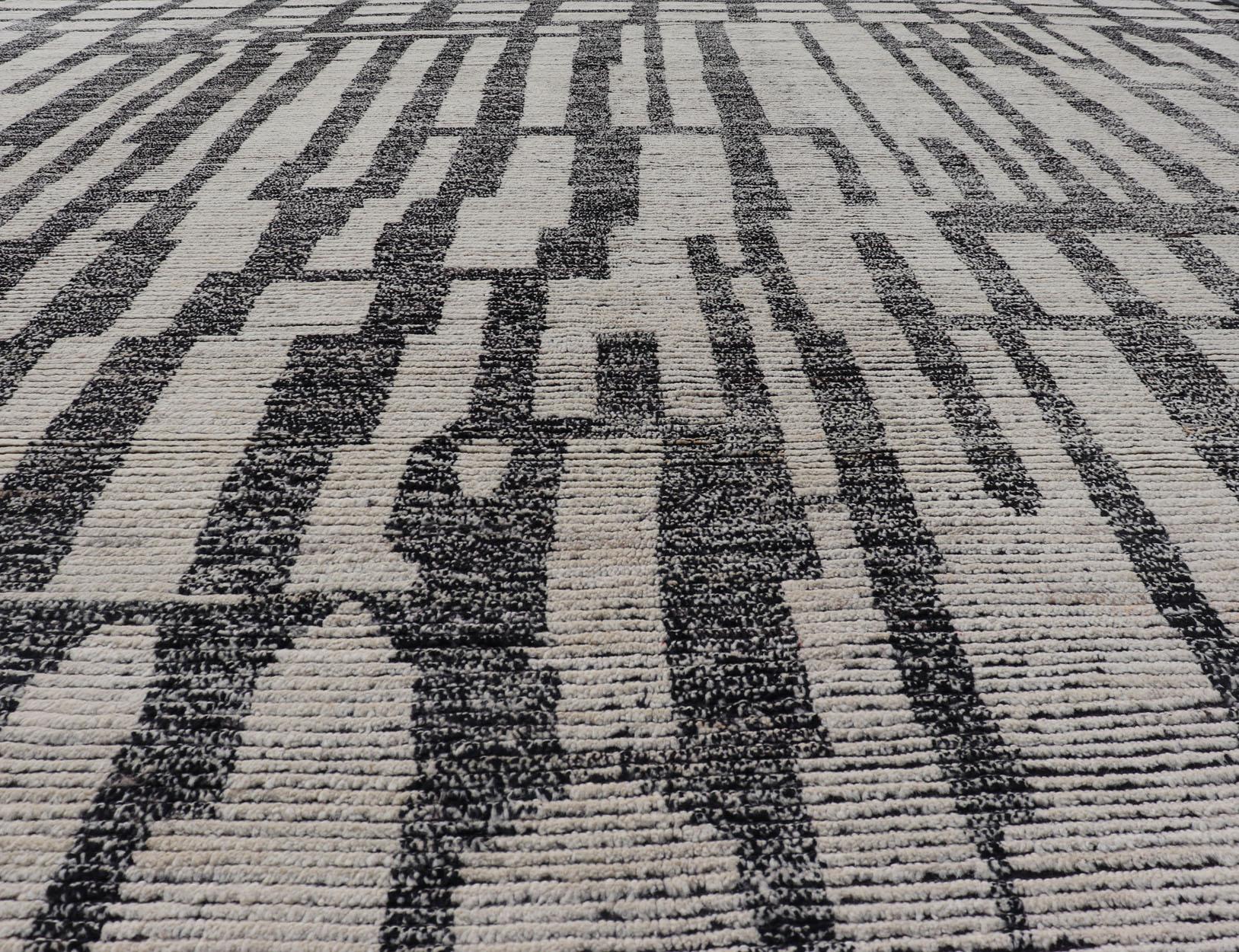 Square Modern Moroccan Tribal Rug with Geometric Patterns   13'4 x 14'4 For Sale 5