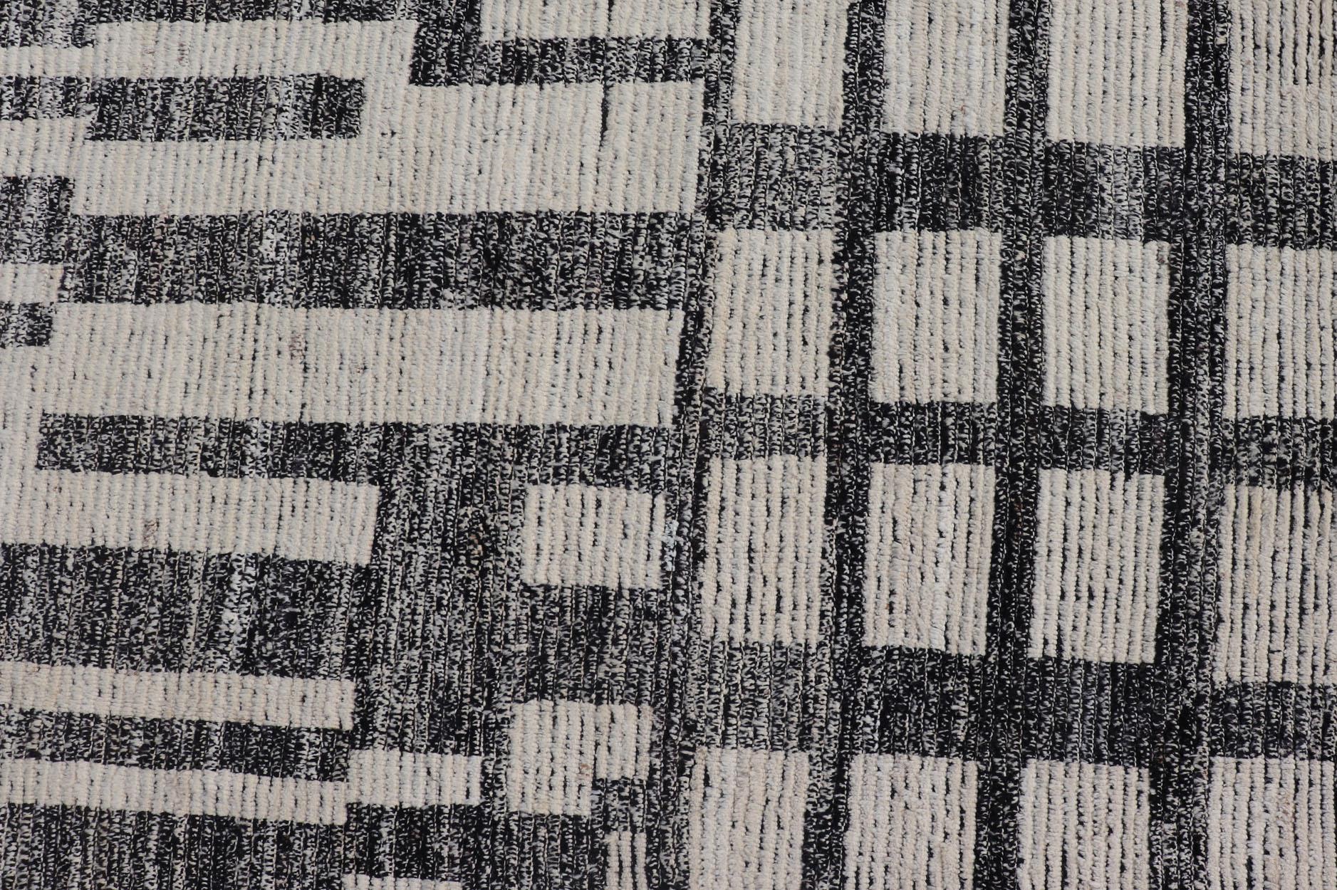 Hand-Knotted Square Modern Moroccan Tribal Rug with Geometric Patterns   13'4 x 14'4 For Sale