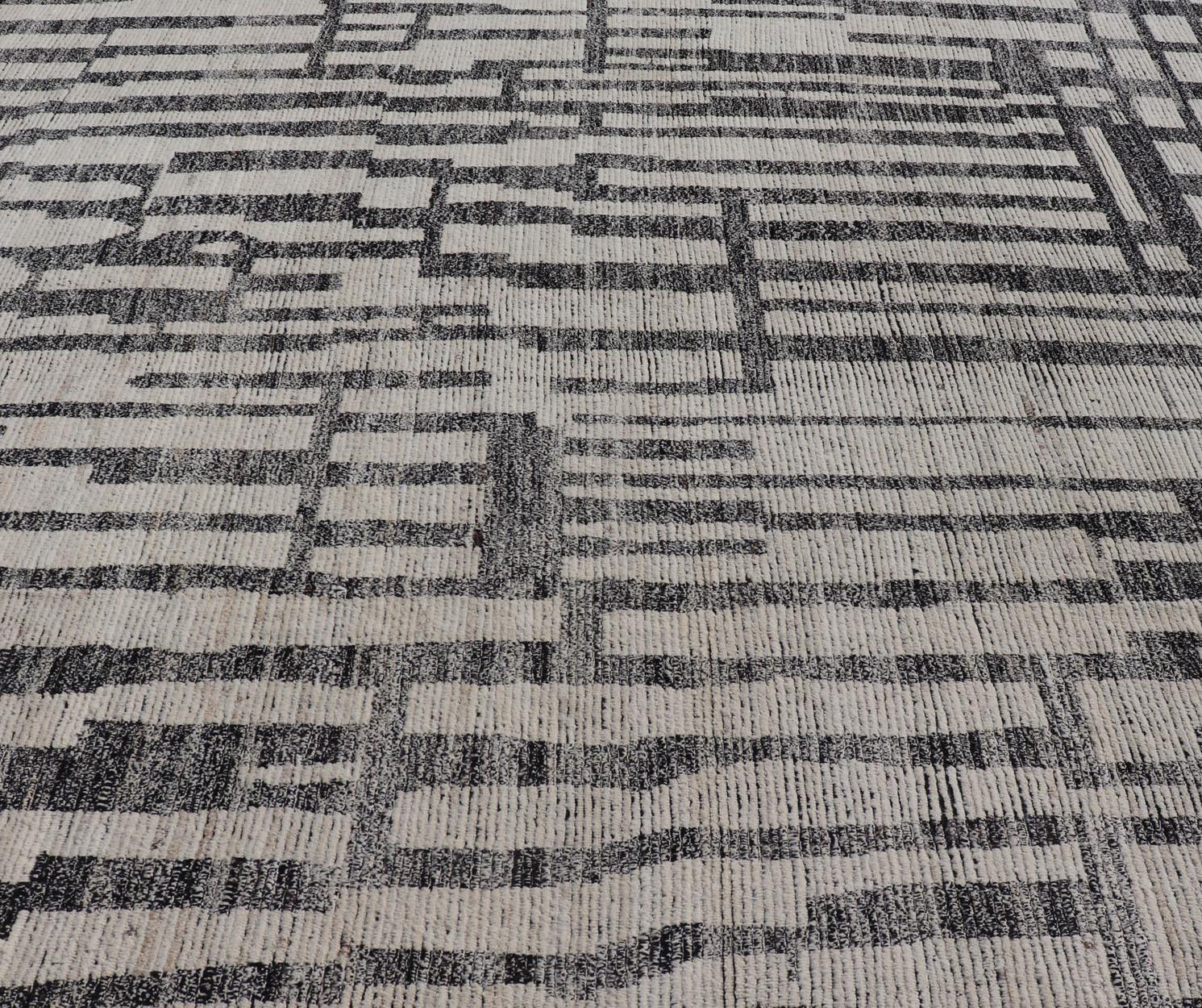 Wool Square Modern Moroccan Tribal Rug with Geometric Patterns   13'4 x 14'4 For Sale