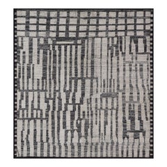 Quadratischer moderner marokkanischer Stammeskunst-Teppich mit geometrischen Mustern   13'4 x 14'4
