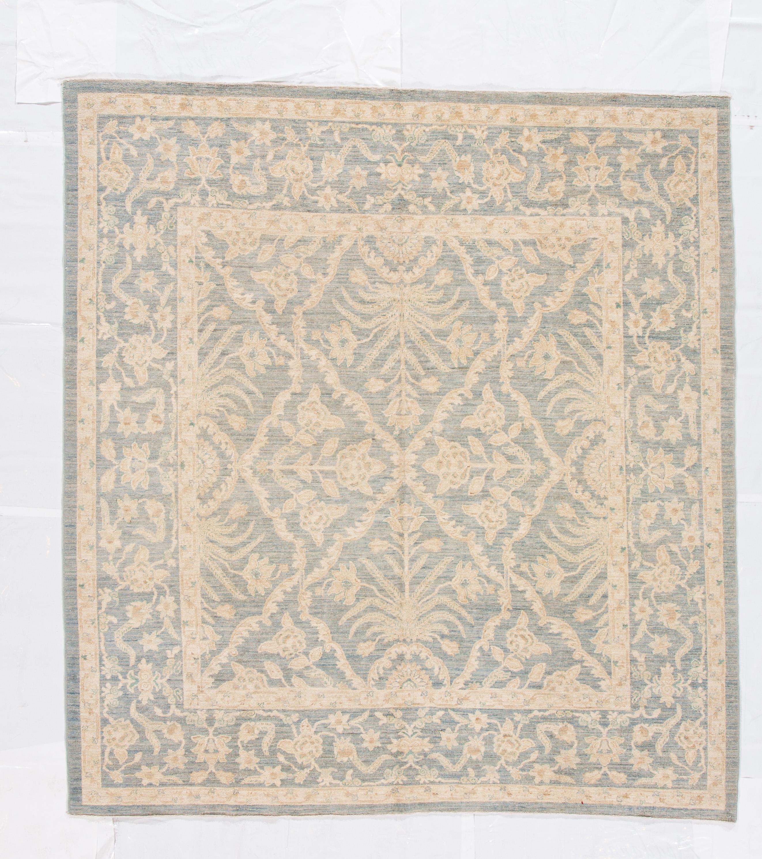 8 x 9 Handmade Modern Paki Peshawar Wool Rug For Sale 1