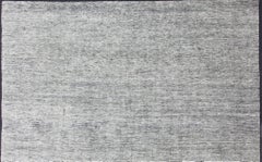 Square Modern Rug in Solid White Color with Distressed Pile and Charcoal Weft