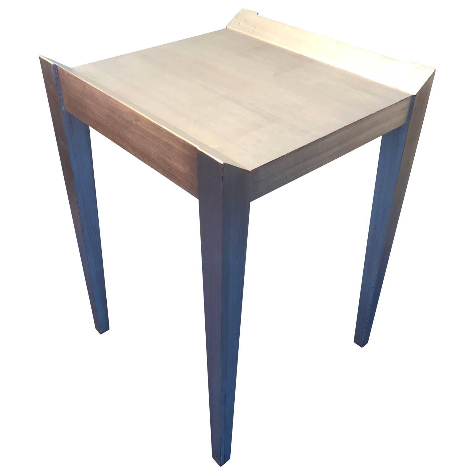 Square modern silver-leaf side table by Decca.