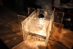 Quadratische Modernist Brutalis Wandleuchter Murano Mazzega Glas Iridescent