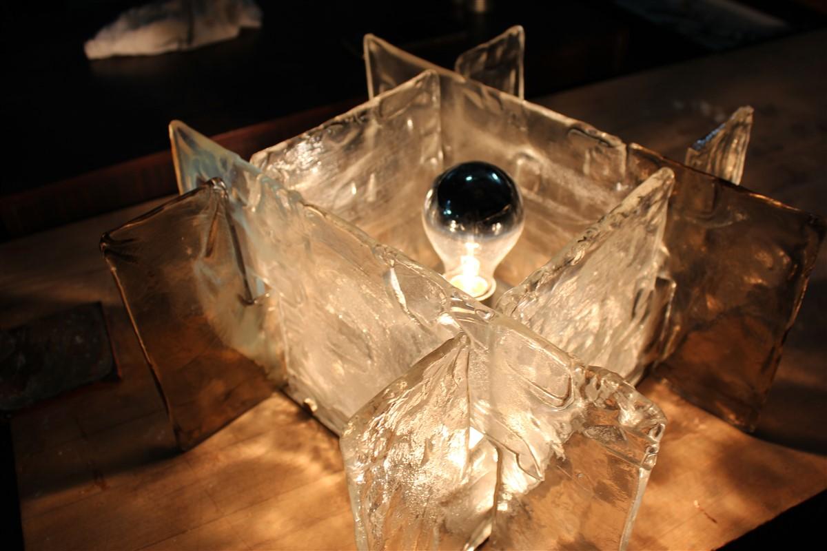 Quadratische Modernist Brutalis Wandleuchter Murano Mazzega Glas Iridescent im Angebot 2