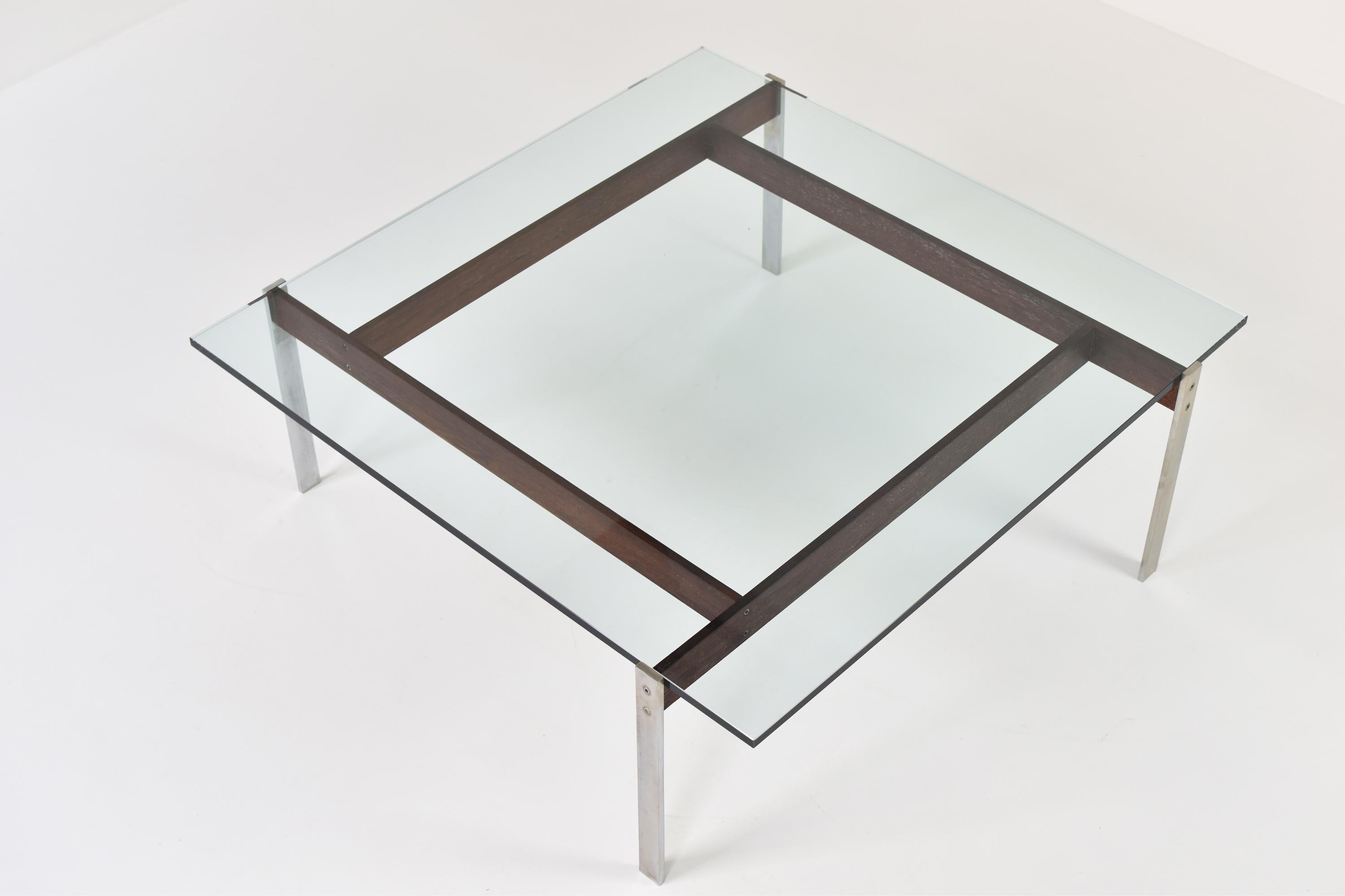 Steel Square Modernist Coffee Table from the 1950s