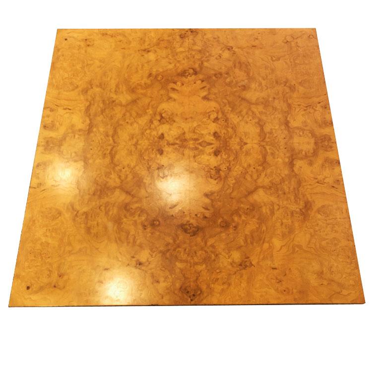 Square Monumental Mid-Century Modern Burl Wood Coffee Table after Milo Baughman 2