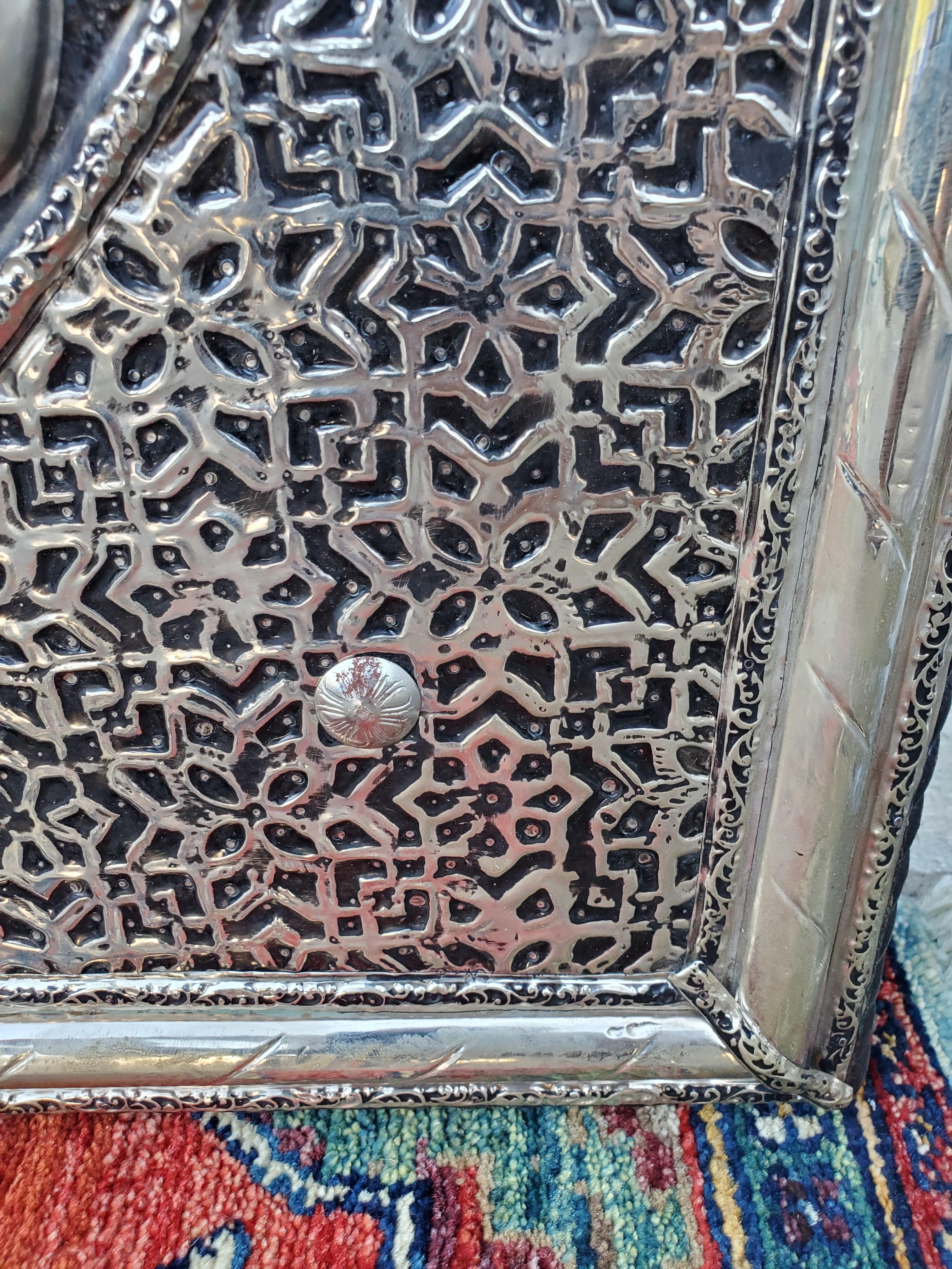 Inlay Square Moroccan Metal Inlaid Mirror, 101LM24 For Sale