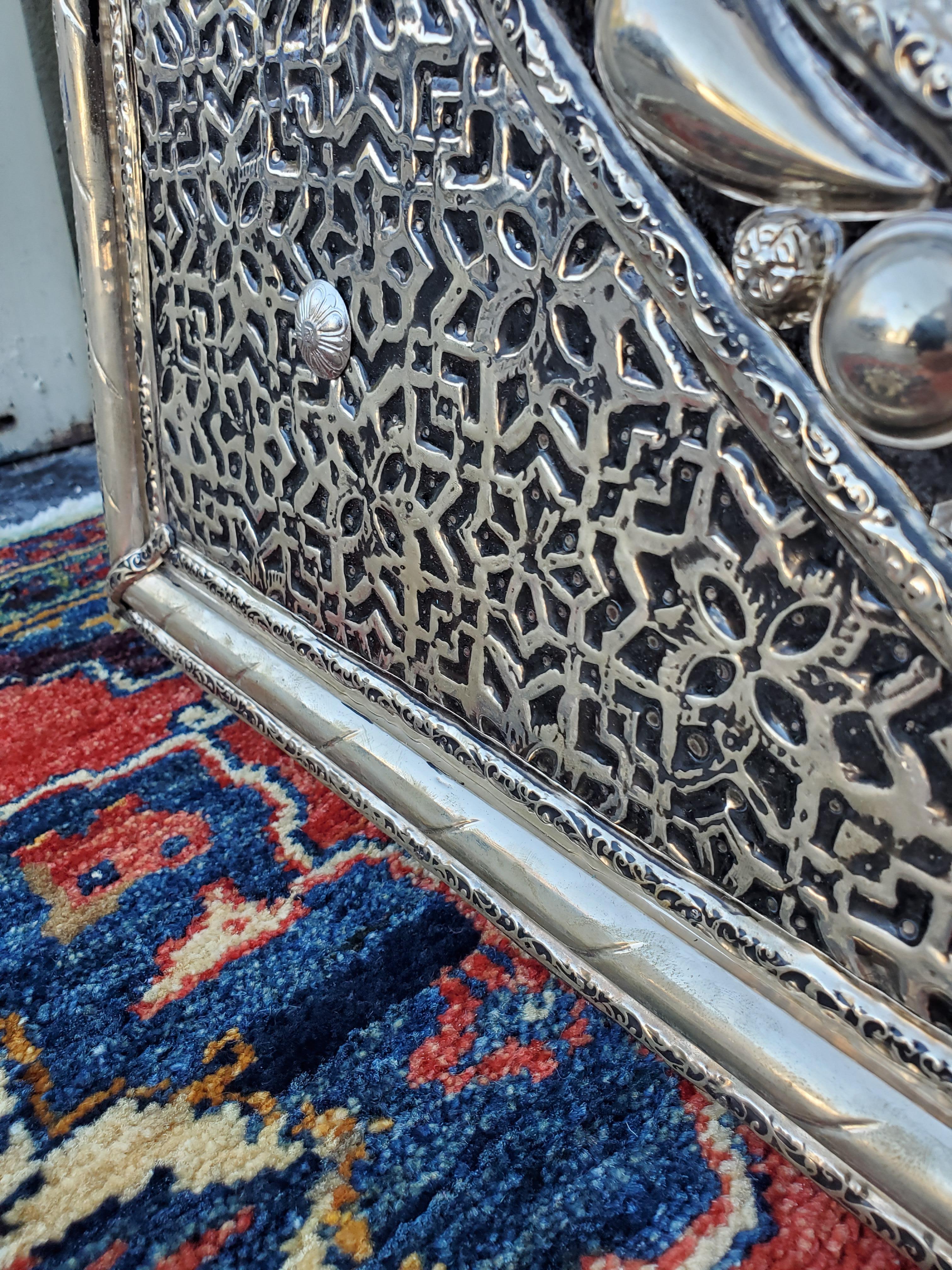 Square Moroccan Metal Inlaid Mirror, 101LM24 In New Condition For Sale In Orlando, FL