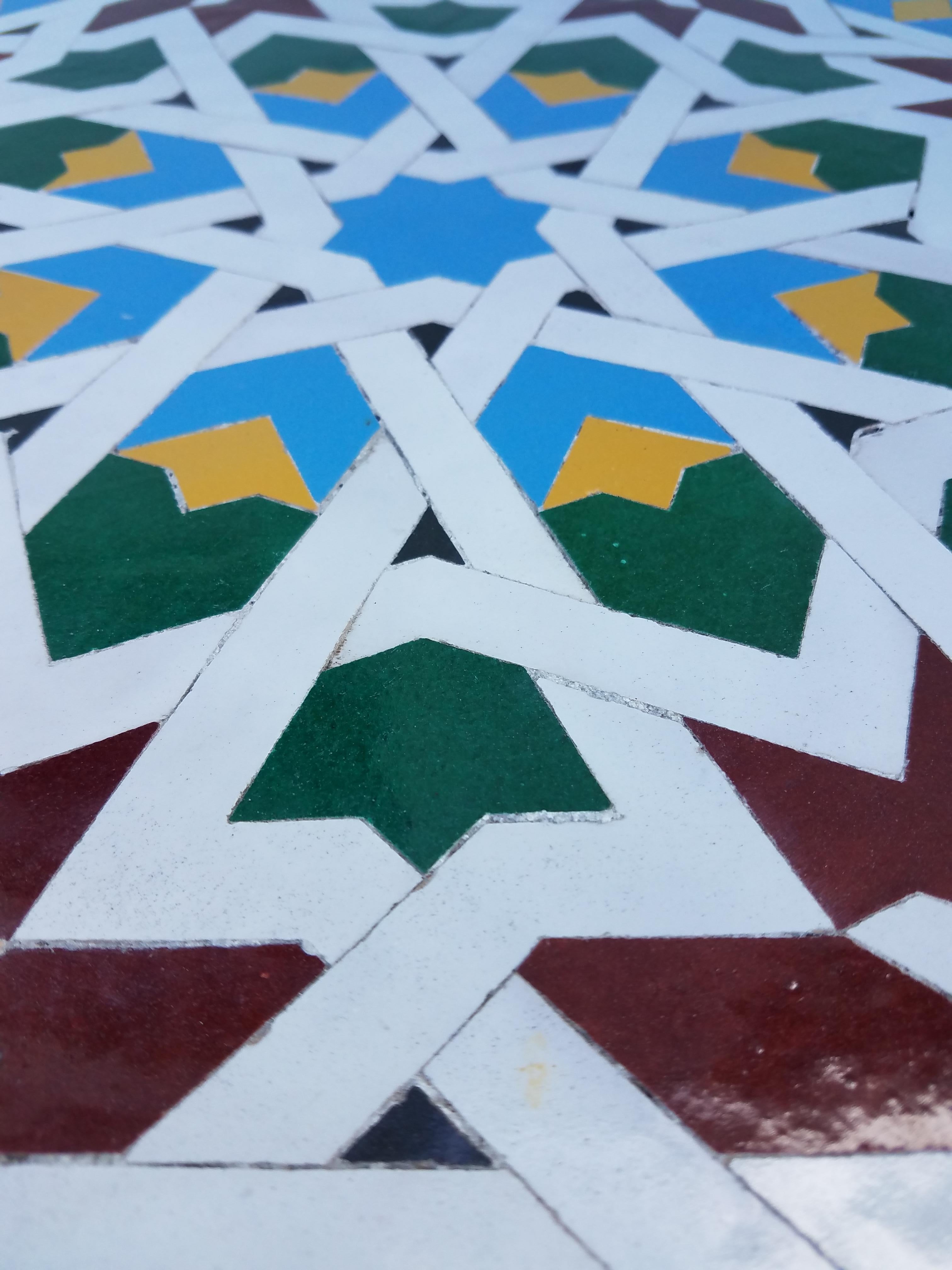 A new arrival. 100 % glazed square. Multicolor Moroccan mosaic bistro table (for 2 people) measuring approximately 20