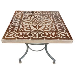 Square Moroccan Mosaic Table - Brown/Natural