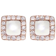 Square Mother-of-Pearl and Diamond Earrings