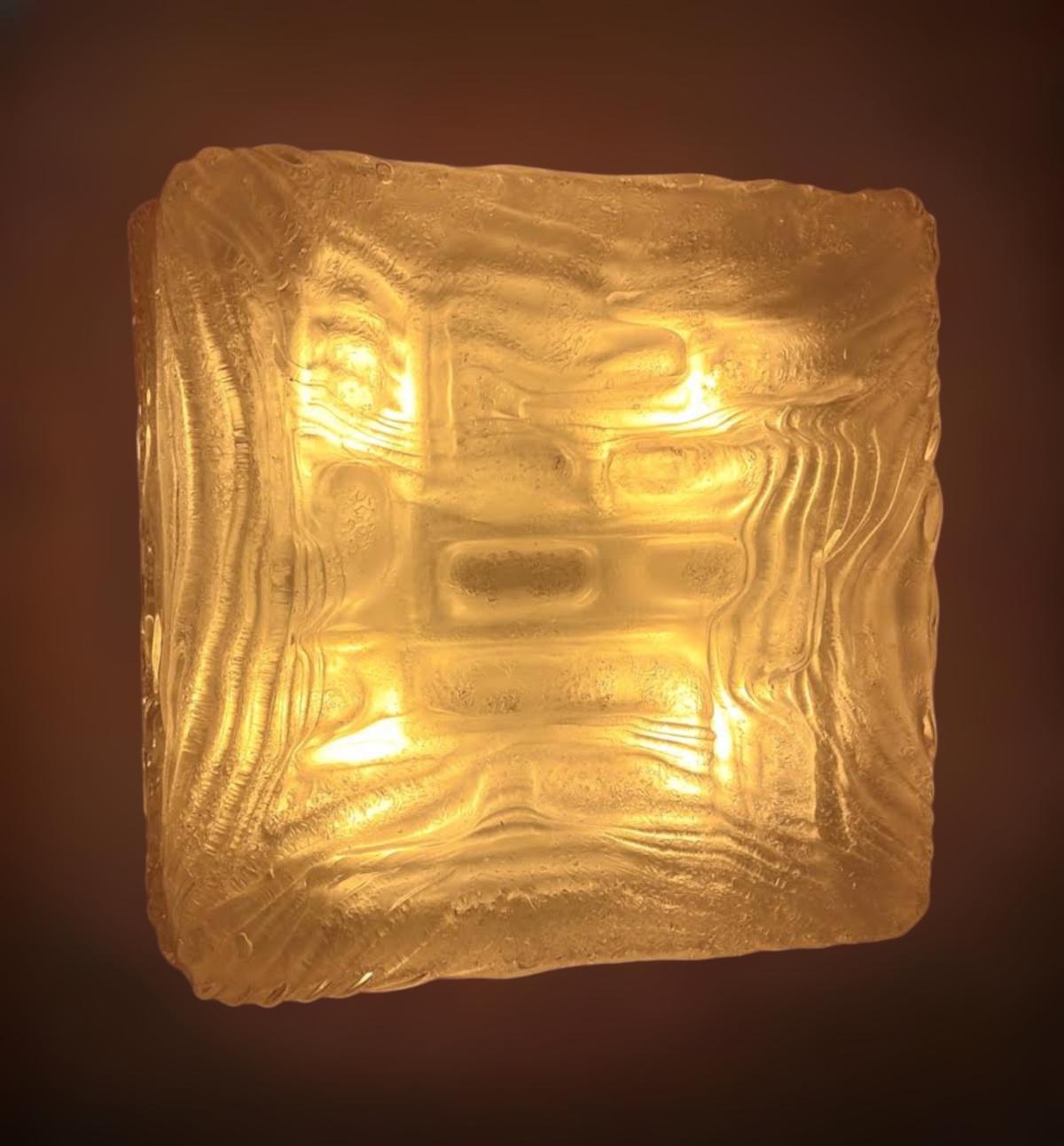 20th Century Square Murano Sconce / Flush Mount by Mazzega For Sale