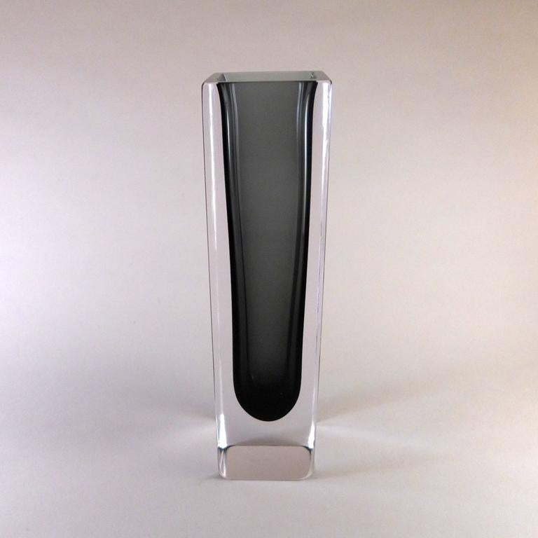 Square Murano Sommerso Glass Vase In Fair Condition For Sale In London, GB