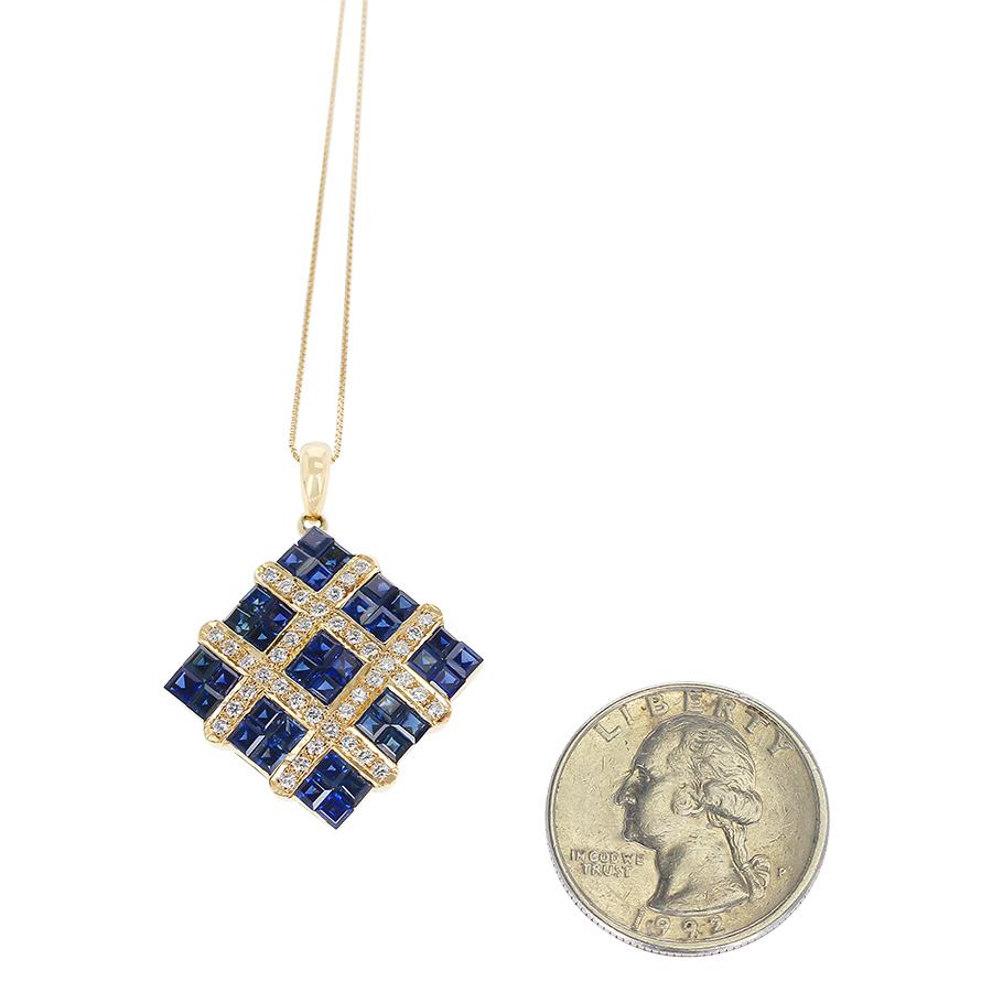 square blue sapphire necklace