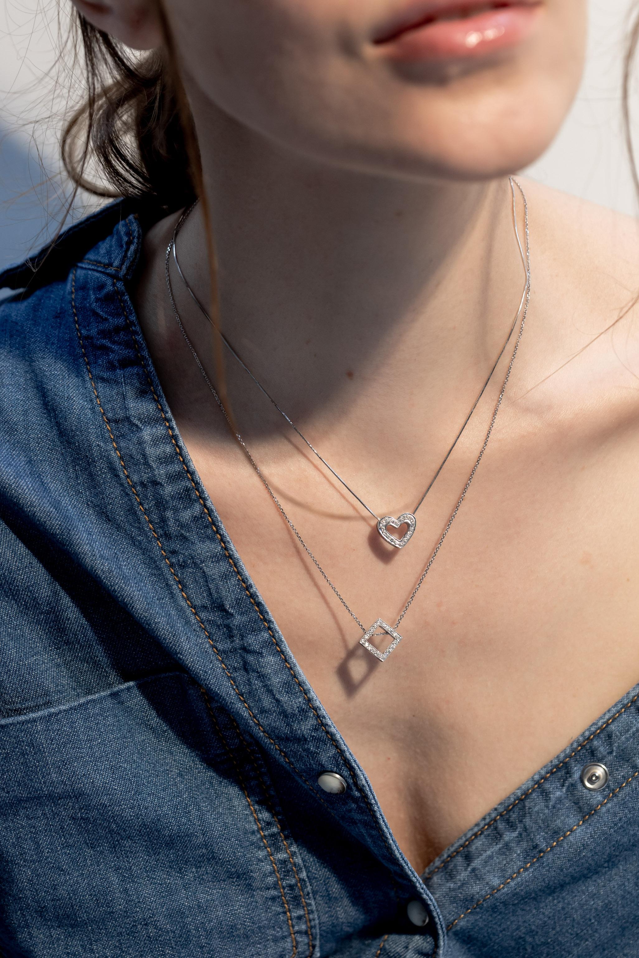 da uomo o donna Square necklace with diamond in vendita