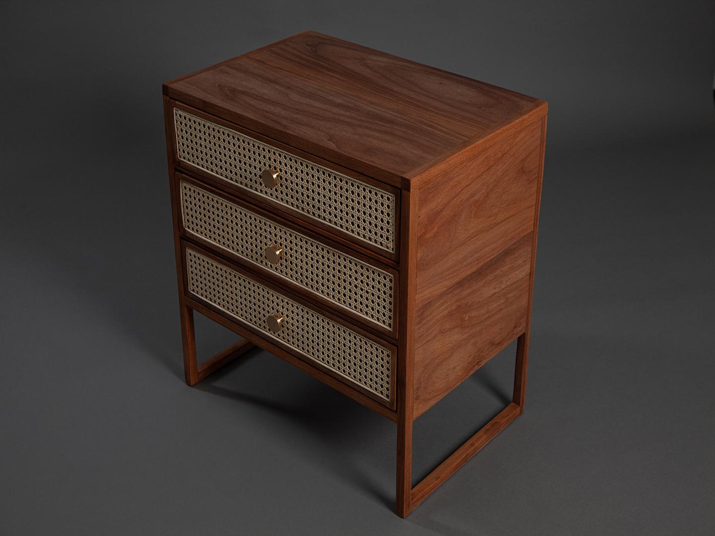The Square Nightstand. Solid Wood and Natural Straw Design by Amilcar Oliveira For Sale 10