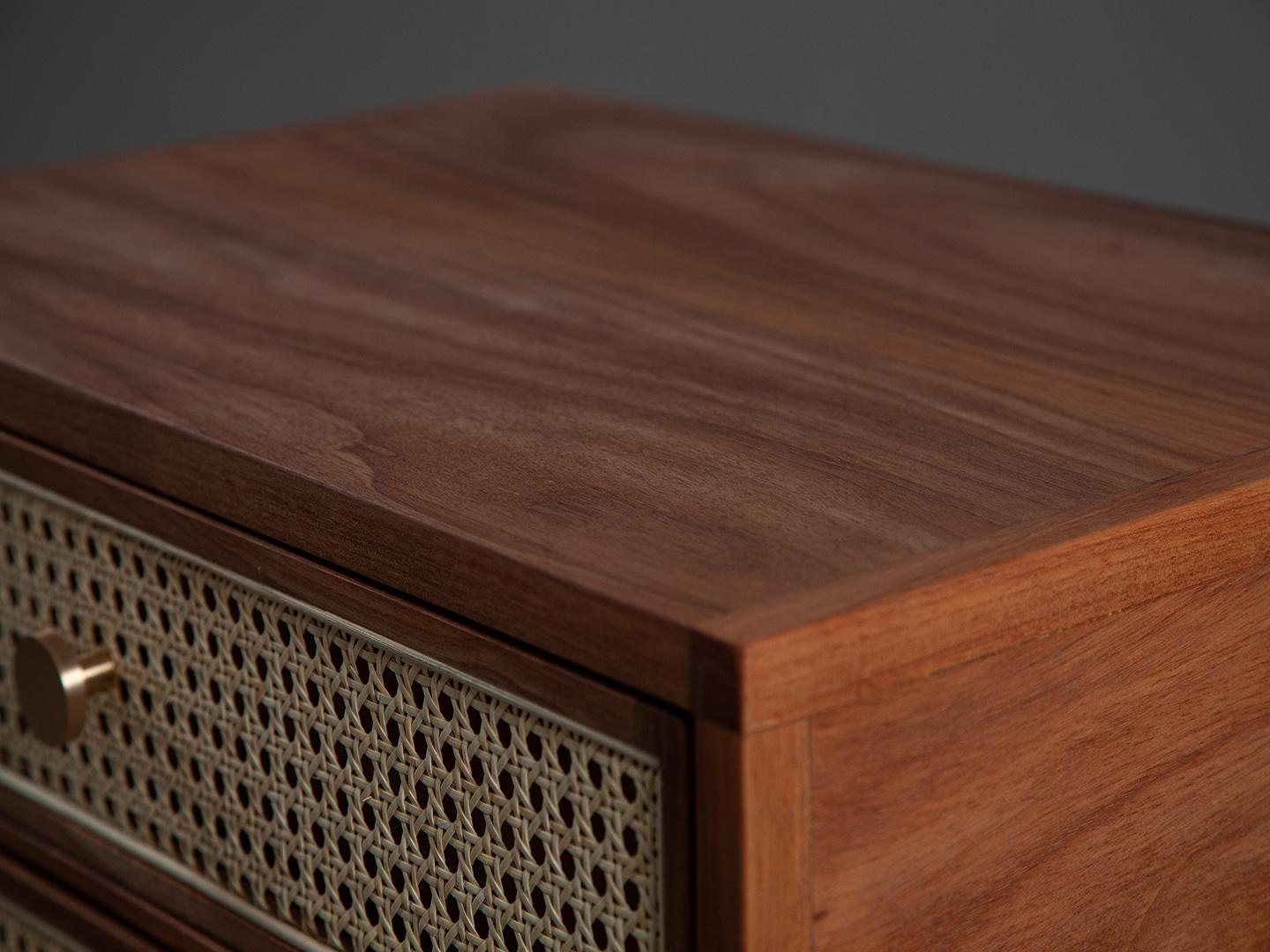 The Square Nightstand. Solid Wood and Natural Straw Design by Amilcar Oliveira For Sale 11