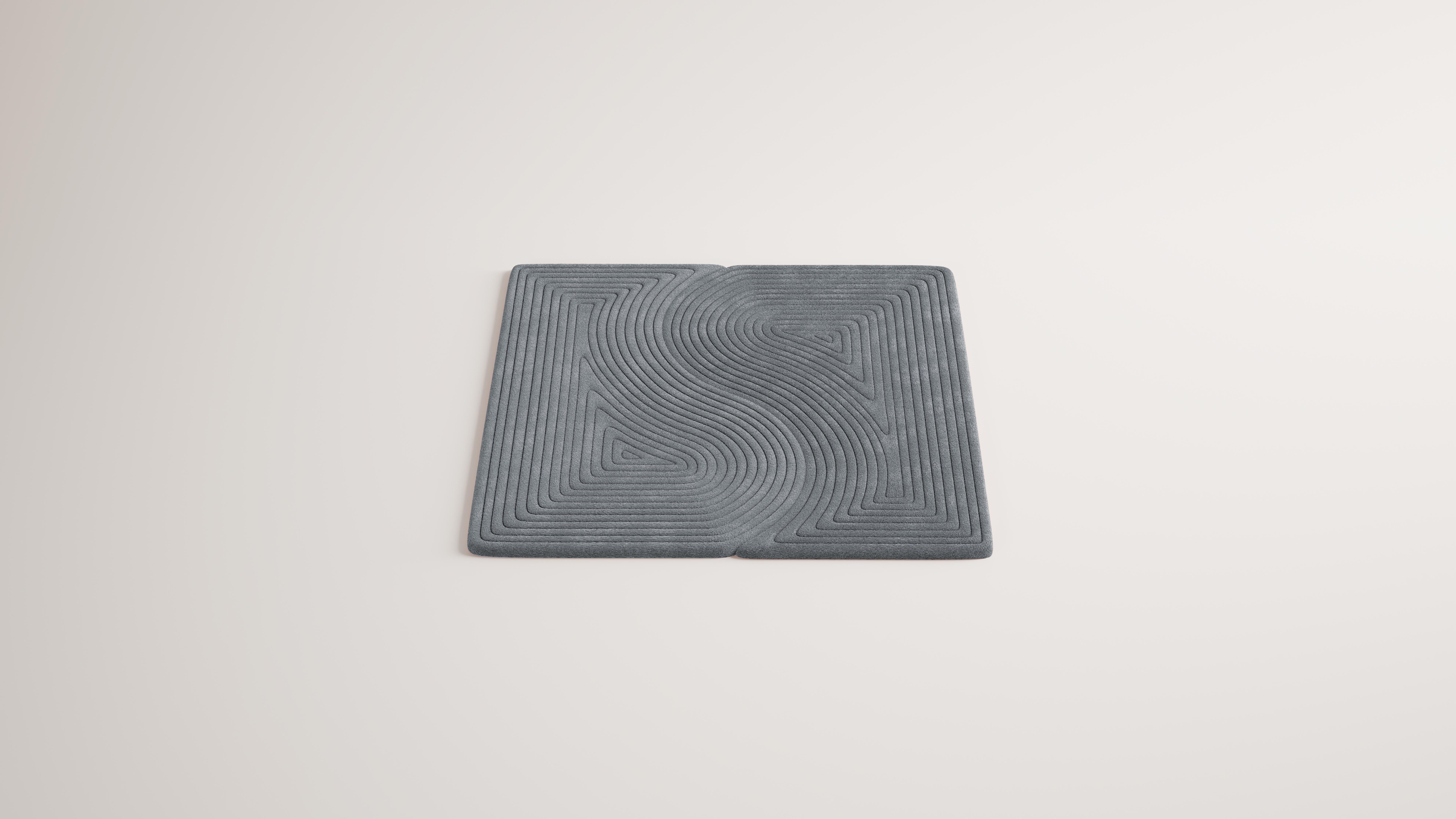 Modularer zeitgenössischer Teppich „Square Niwa“ aus 100 % Wolle, mexikanisches Design (21. Jahrhundert und zeitgenössisch) im Angebot