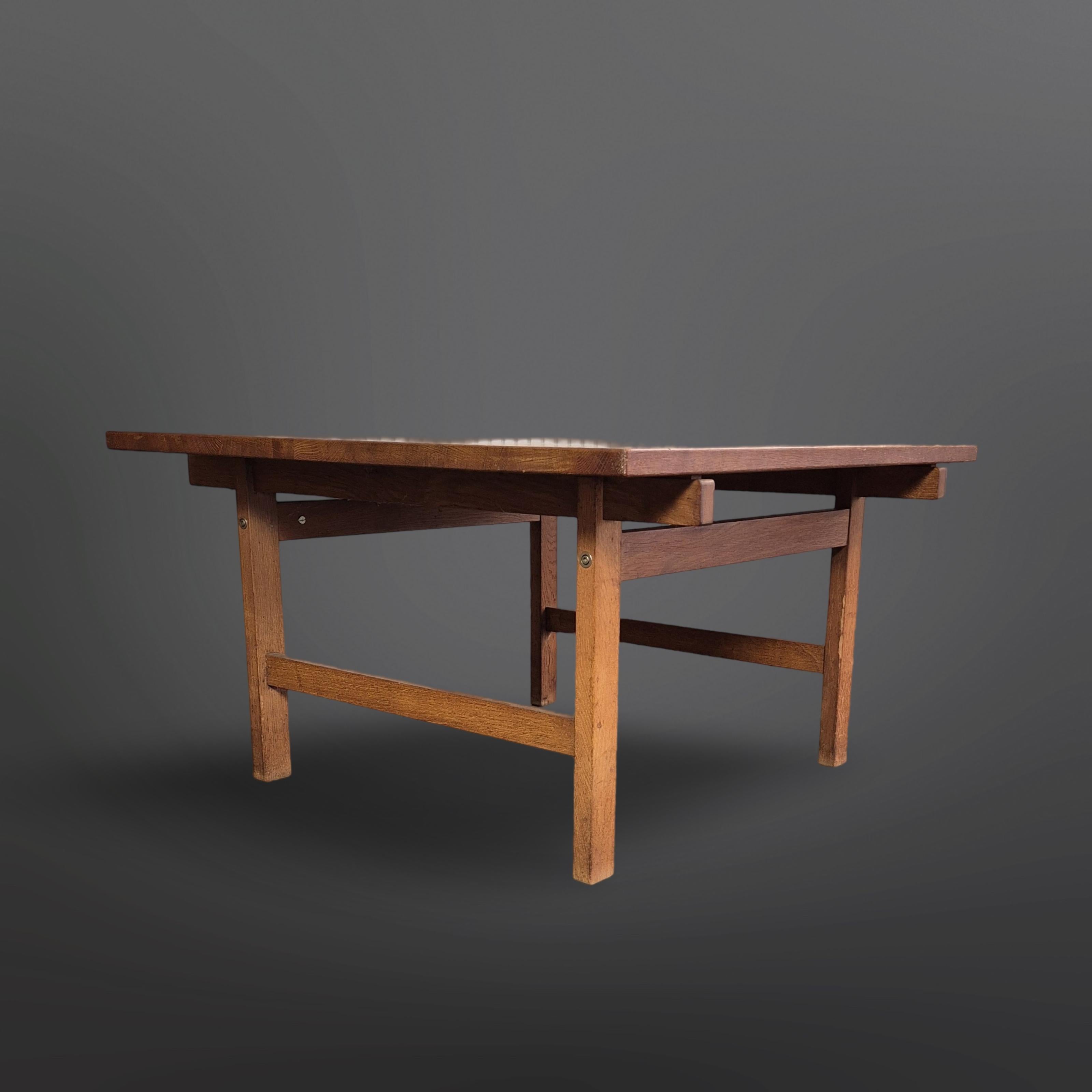 Square oak coffee table by Hans Wegner for Andreas Tuck, Denmark 1960s Bon état - En vente à ECHT, NL