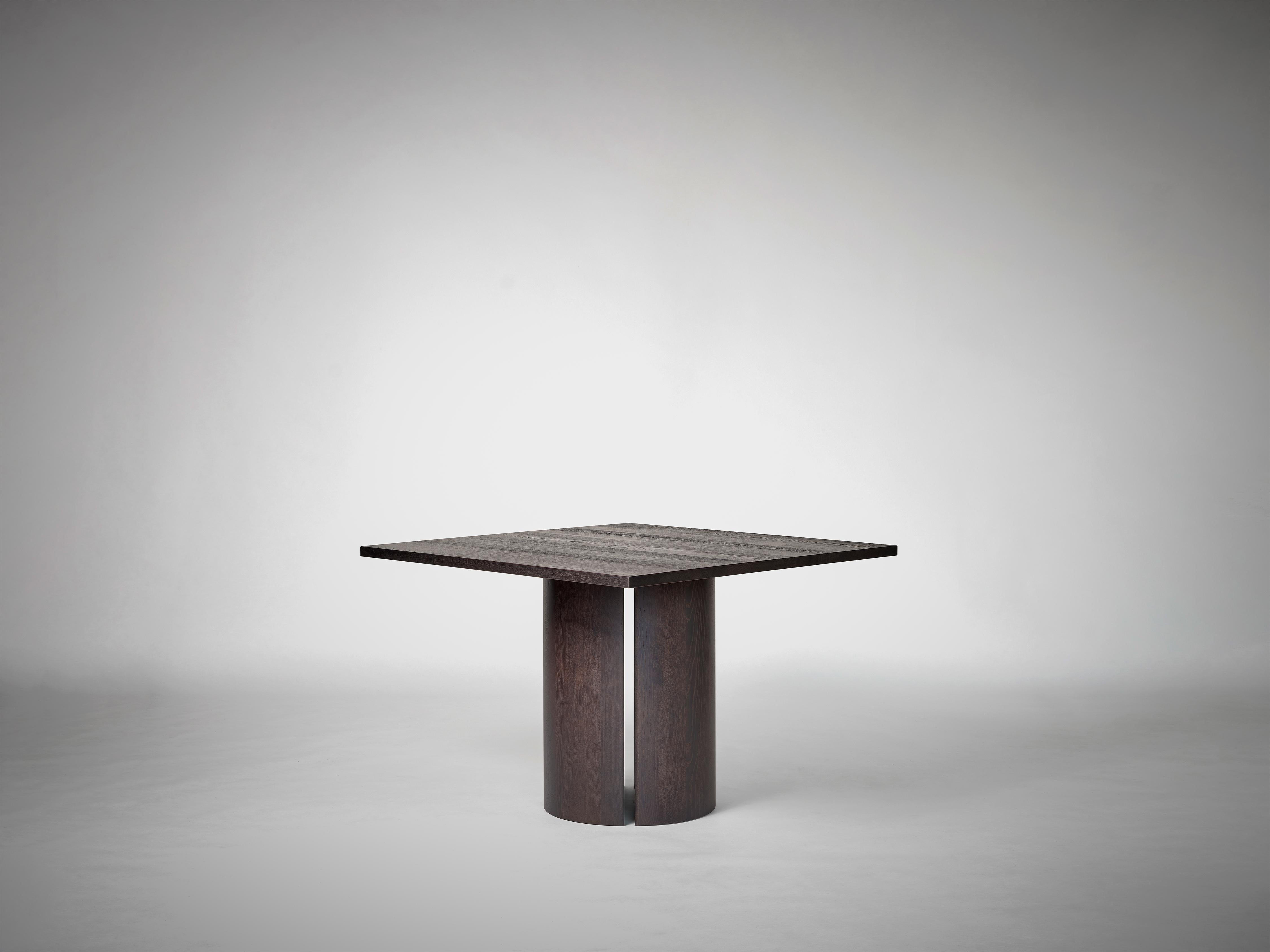 Oiled Square Oak Dining Table in Solid Dark Brown European Oak - Aperta by Mokko For Sale