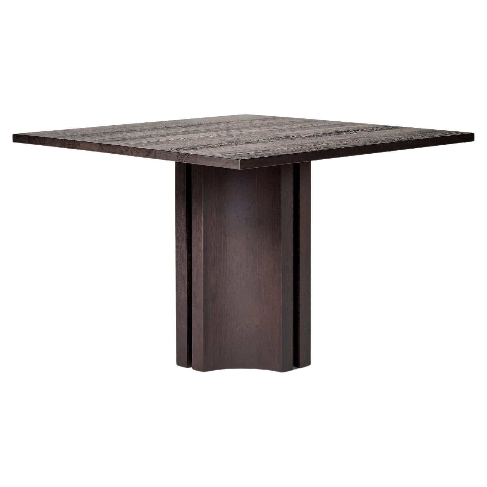 Square Oak Dining Table in Solid Dark Brown European Oak - Aperta by Mokko For Sale