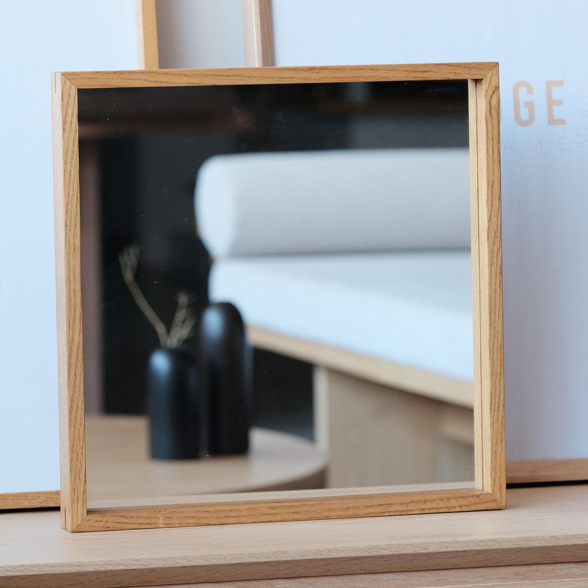 Modern Square Oak-Framed Mirror – EDGE Series (40x40 cm) For Sale