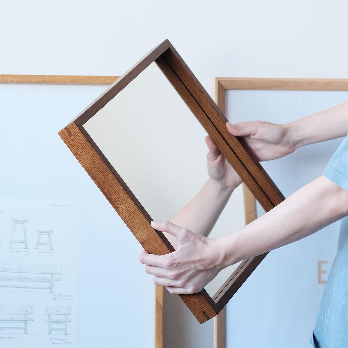 Turkish Square Oak-Framed Mirror – EDGE Series (40x40 cm) For Sale