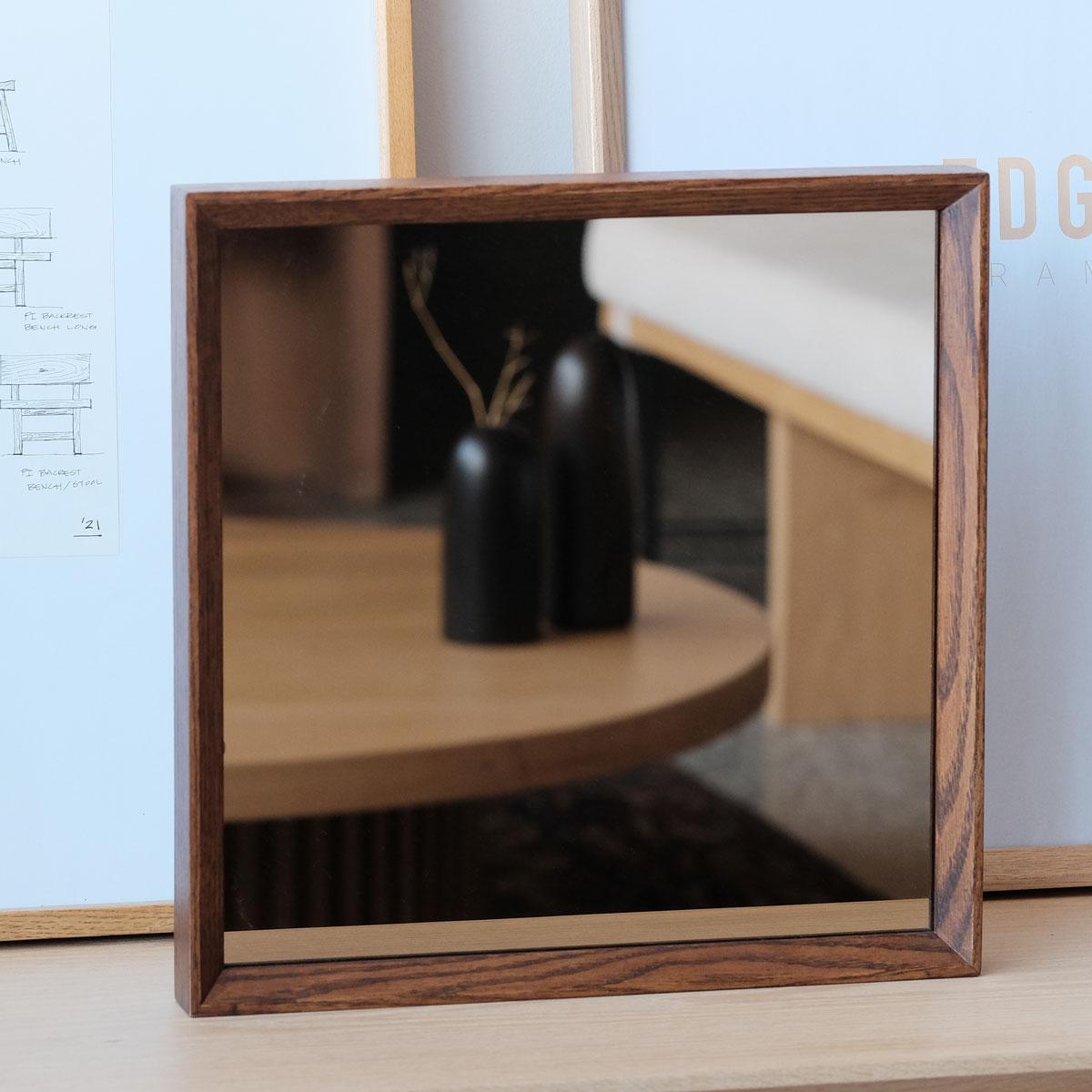 Modern Square Oak-Framed Mirror – REGULAR Series (40x40 cm) For Sale