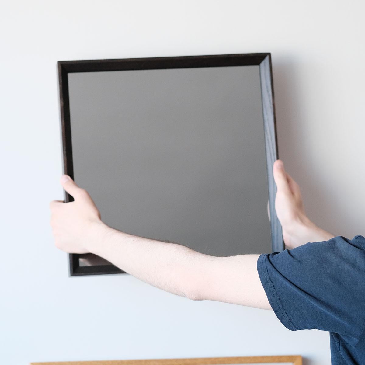Modern Square Oak-Framed Mirror – REGULAR Series (40x40 cm) For Sale