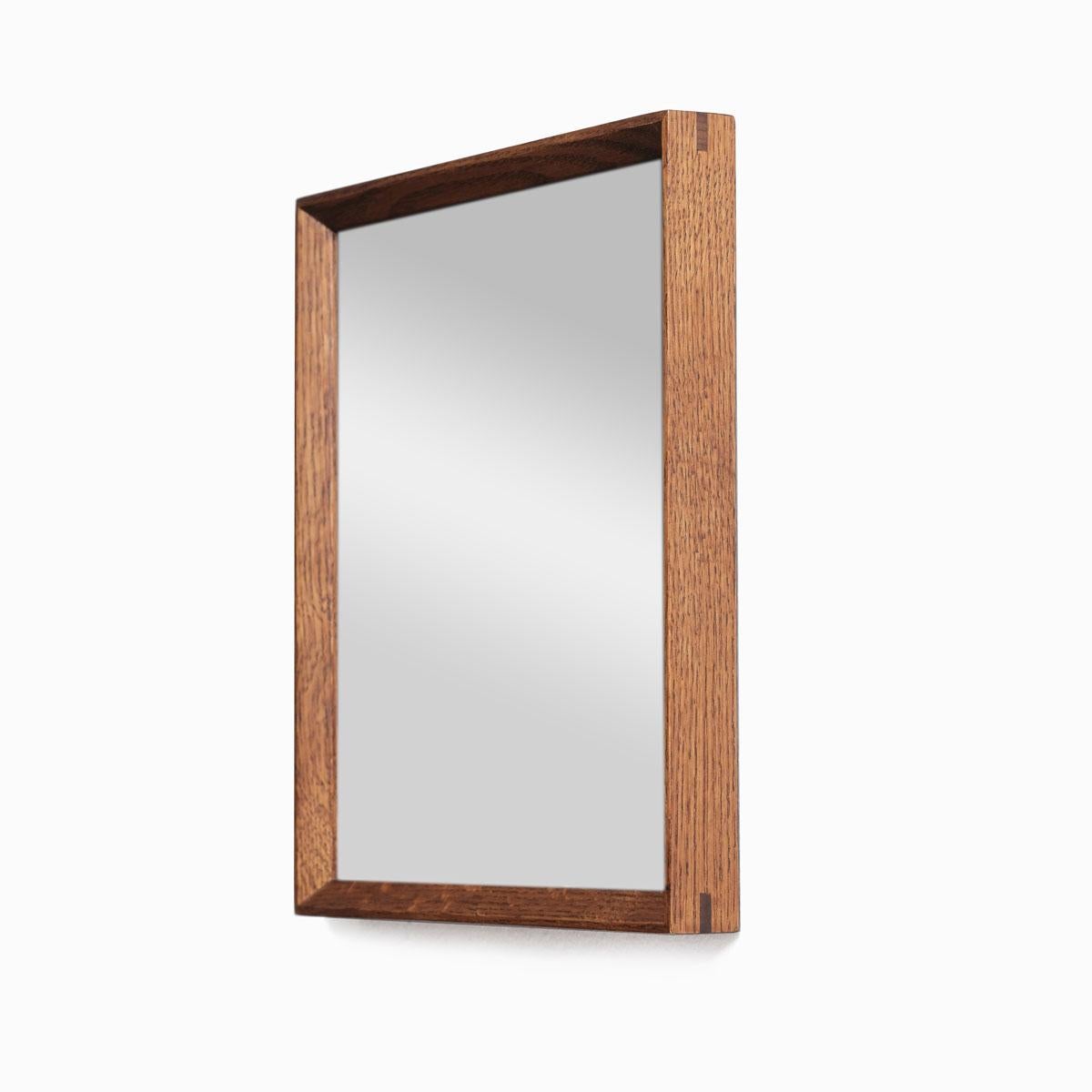 Hand-Crafted Square Oak-Framed Mirror – REGULAR Series (40x40 cm) For Sale