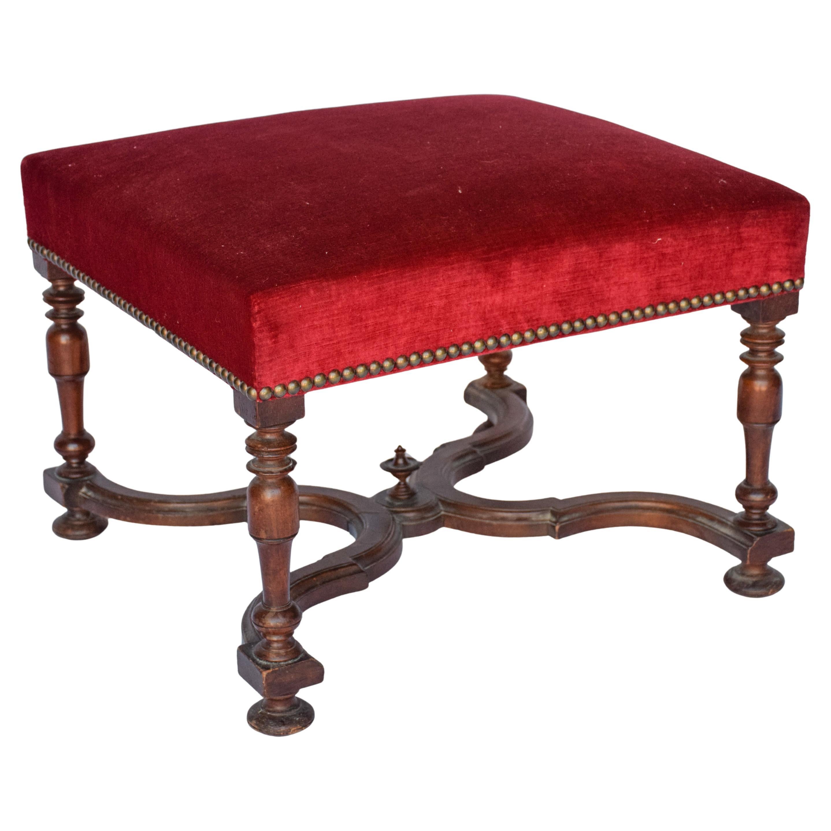 Elegant Oak Upholstered Ottoman