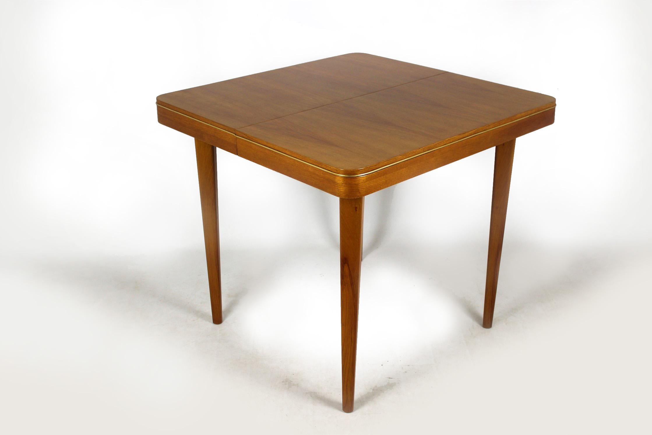 Czech Square Oak Veneered Folding Table from Jitona, 1960s