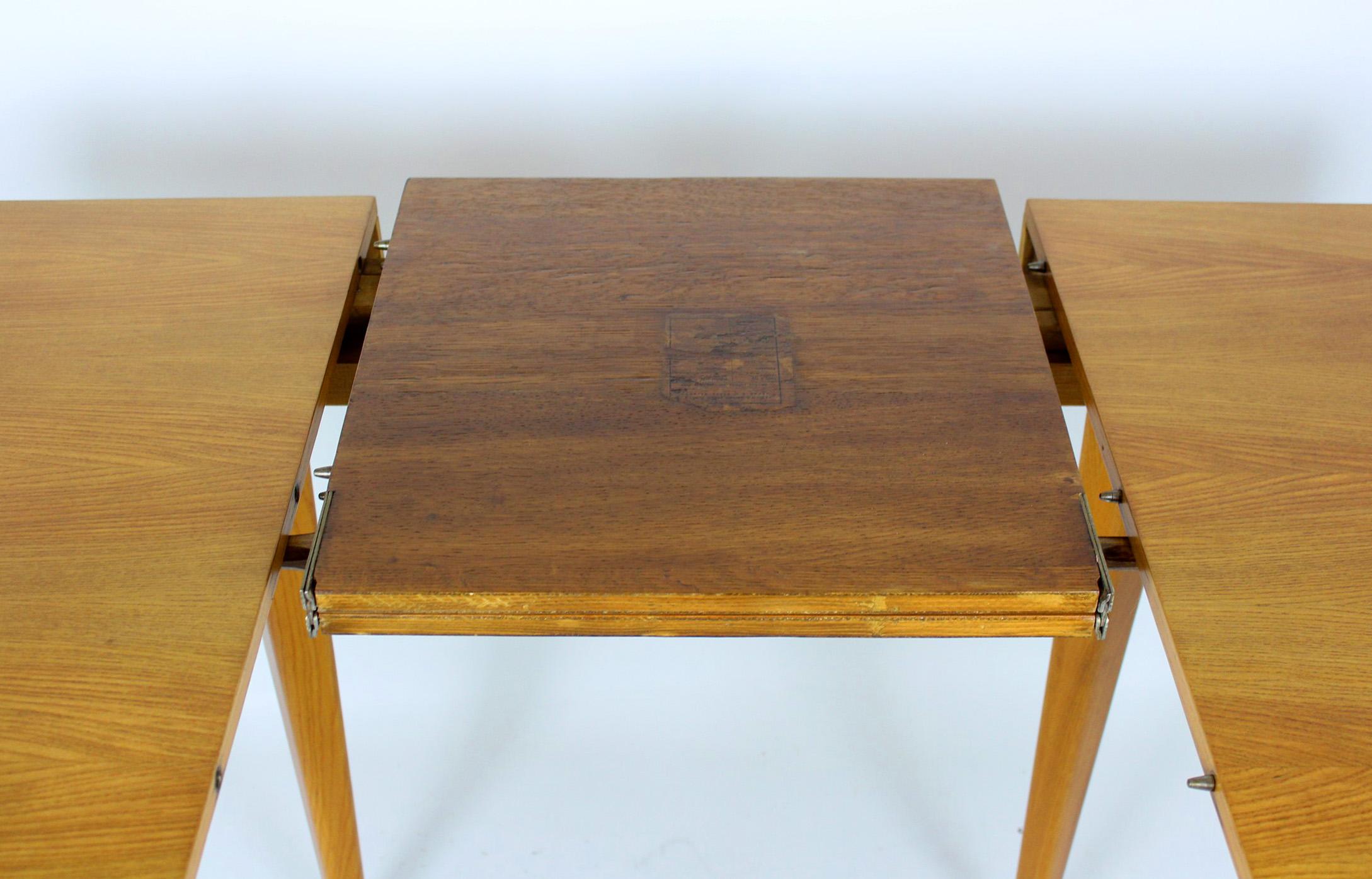 Square Oak Veneered Folding Table from Jitona, 1960s 2