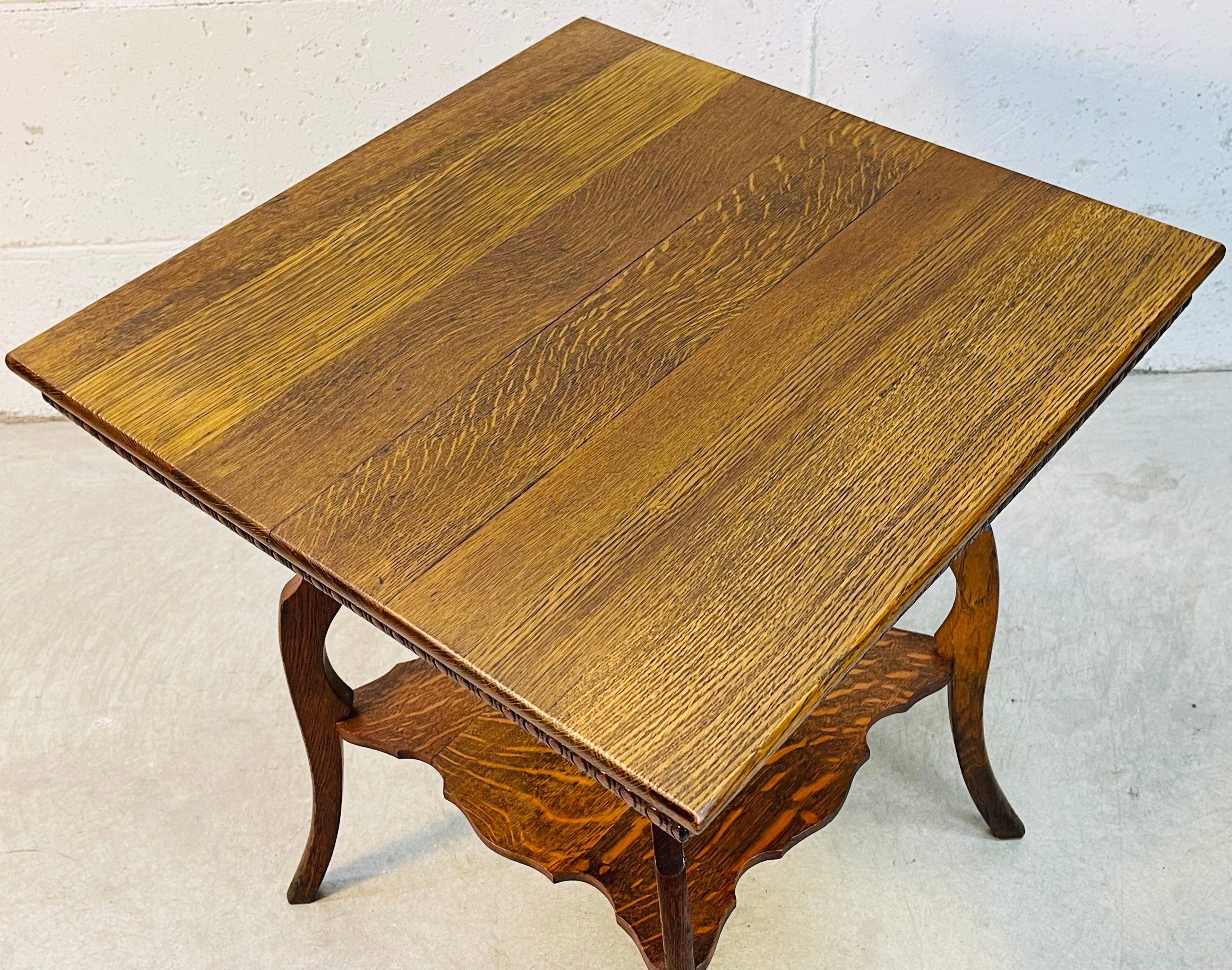 Rustic Square Oak Wood Side Table For Sale