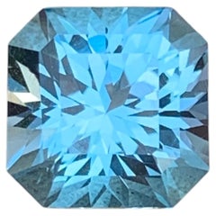 Pietra preziosa sfusa di topazio blu ciano, di forma quadrata-ottagonale, per anelli e ciondoli