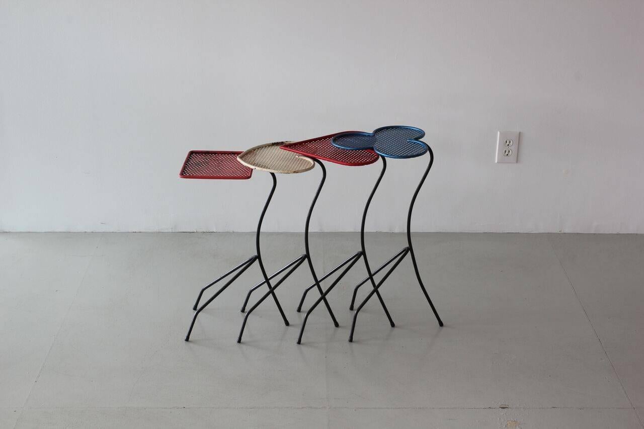 Mid-20th Century Square of Aces, Nesting Tables Attributed to Mathieu Matégot